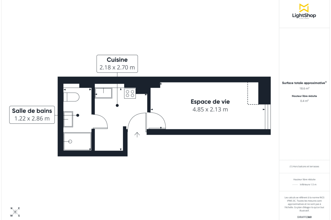 Appartement de 18.5 m² à Paris