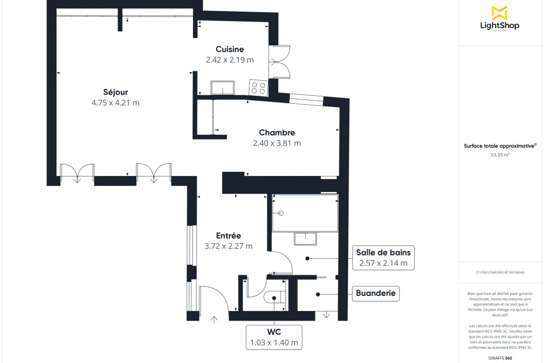 Appartement de 55.03 m² à Paris