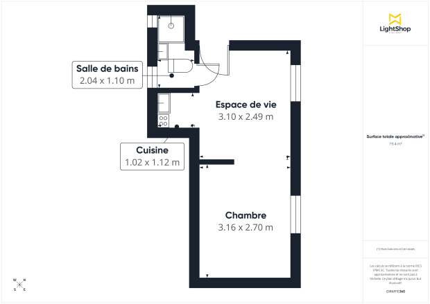 Appartement de 19.84 m² à Paris