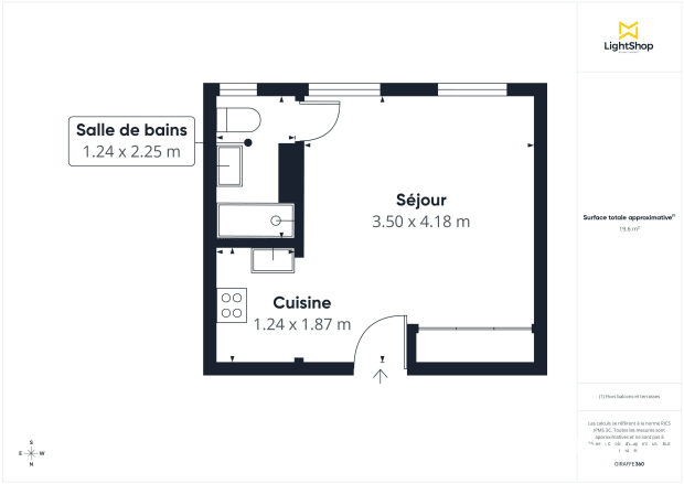 Appartement de 18.25 m² à Paris