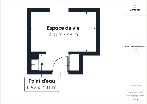 Appartement de 9.6 m² à Paris