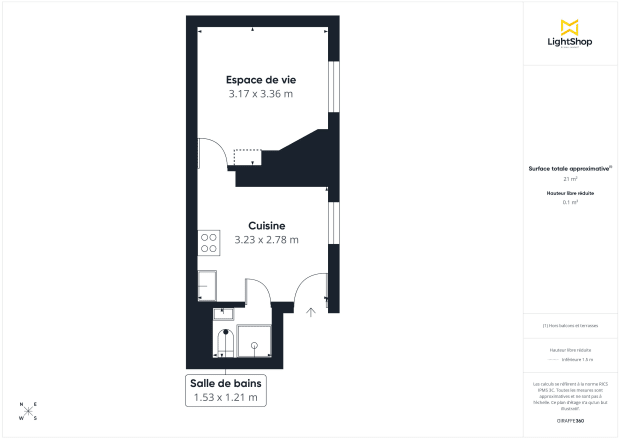 Appartement de 21.17 m² à Clichy