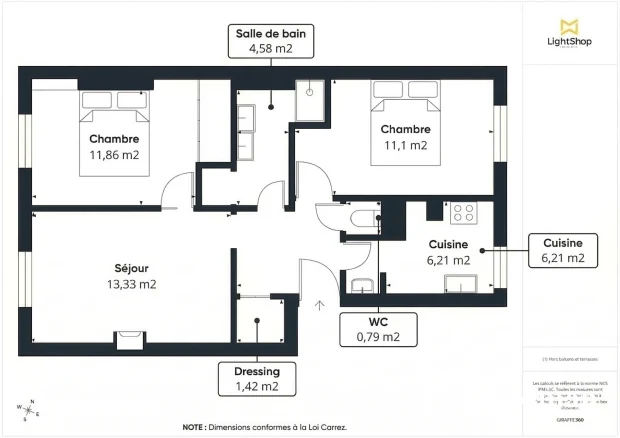 Appartement de 54.0 m² à Paris