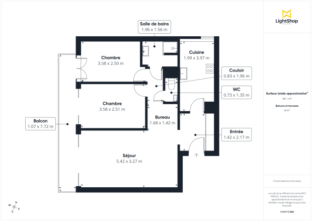 Appartement de 62.0 m² à Paris