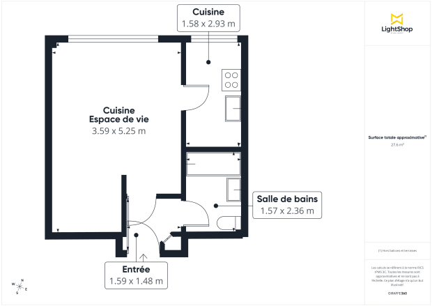 Appartement de 28.28 m² à Paris