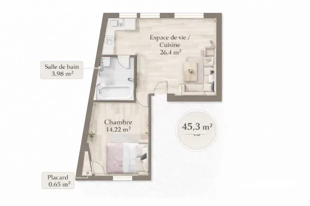 Appartement de 45.25 m² à Paris