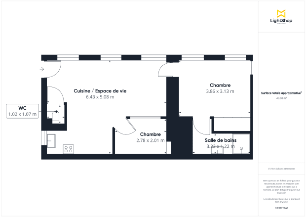 Appartement de 51.28 m² à Paris