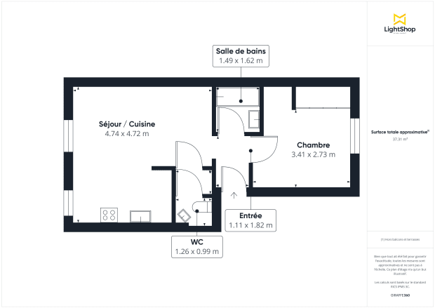 Appartement de 37.5 m² à Paris