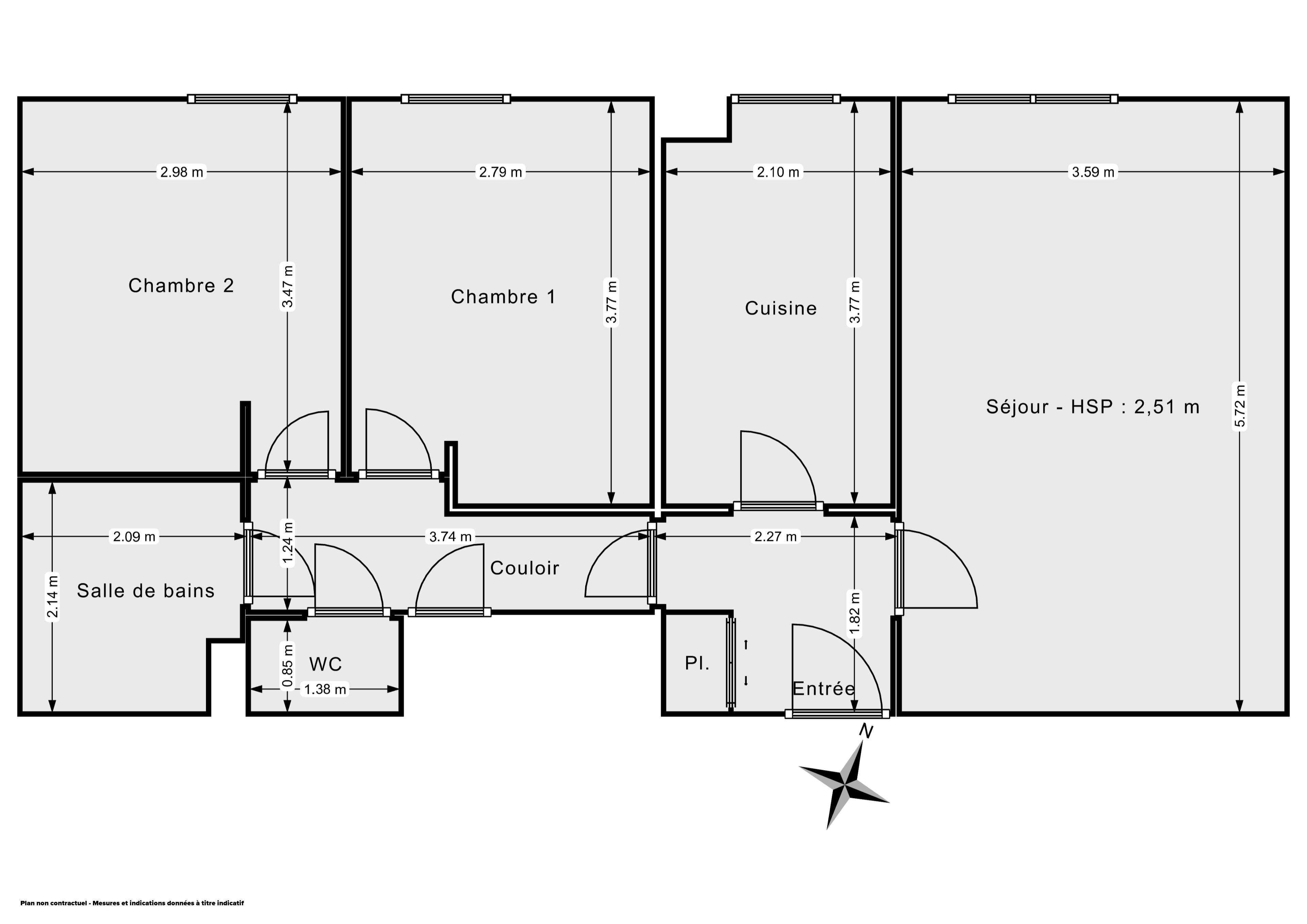 Plan 2D - Appartement 65.66 Charenton-le-Pont