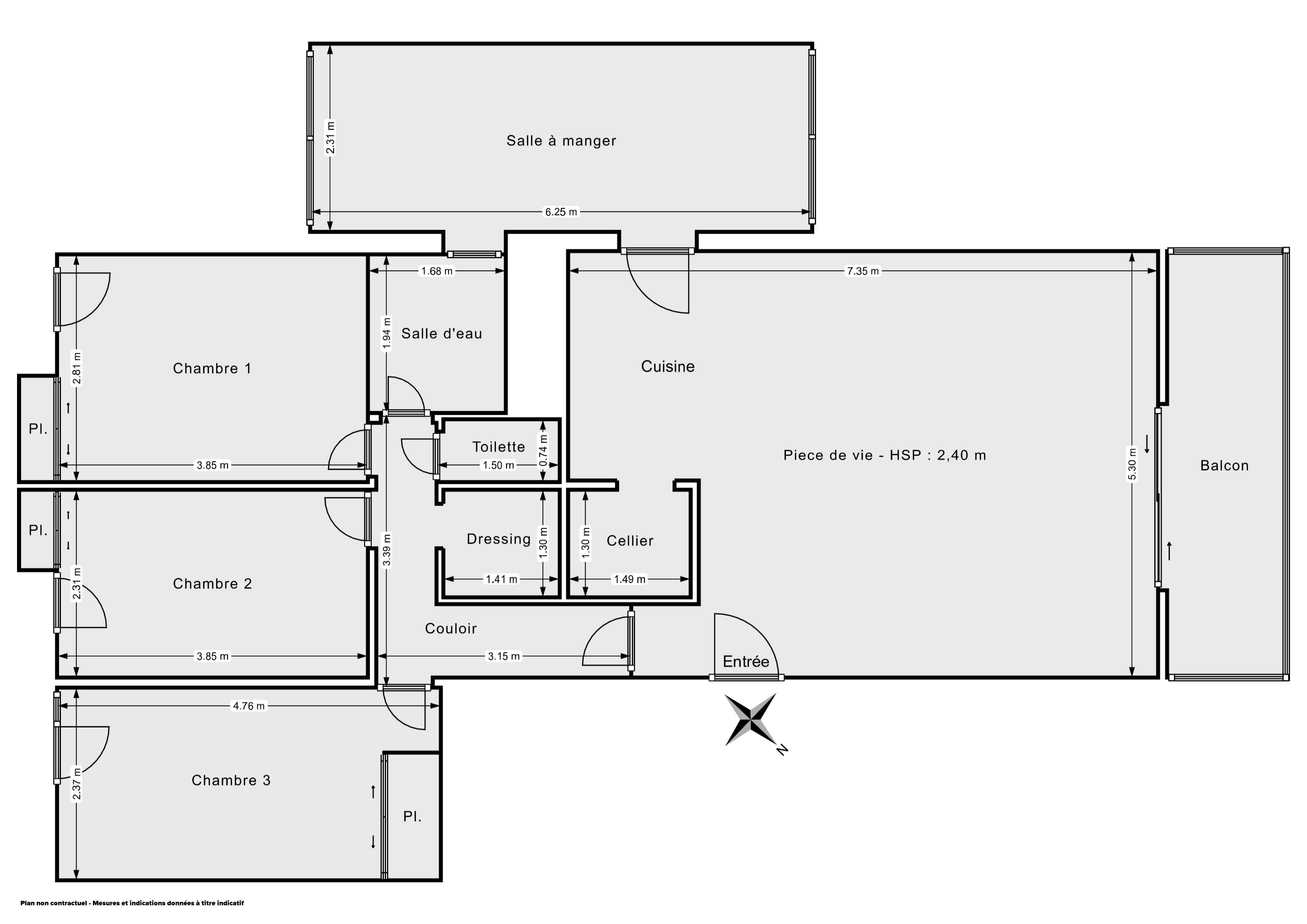 Plan 2D - Appartement 83.0 Gradignan