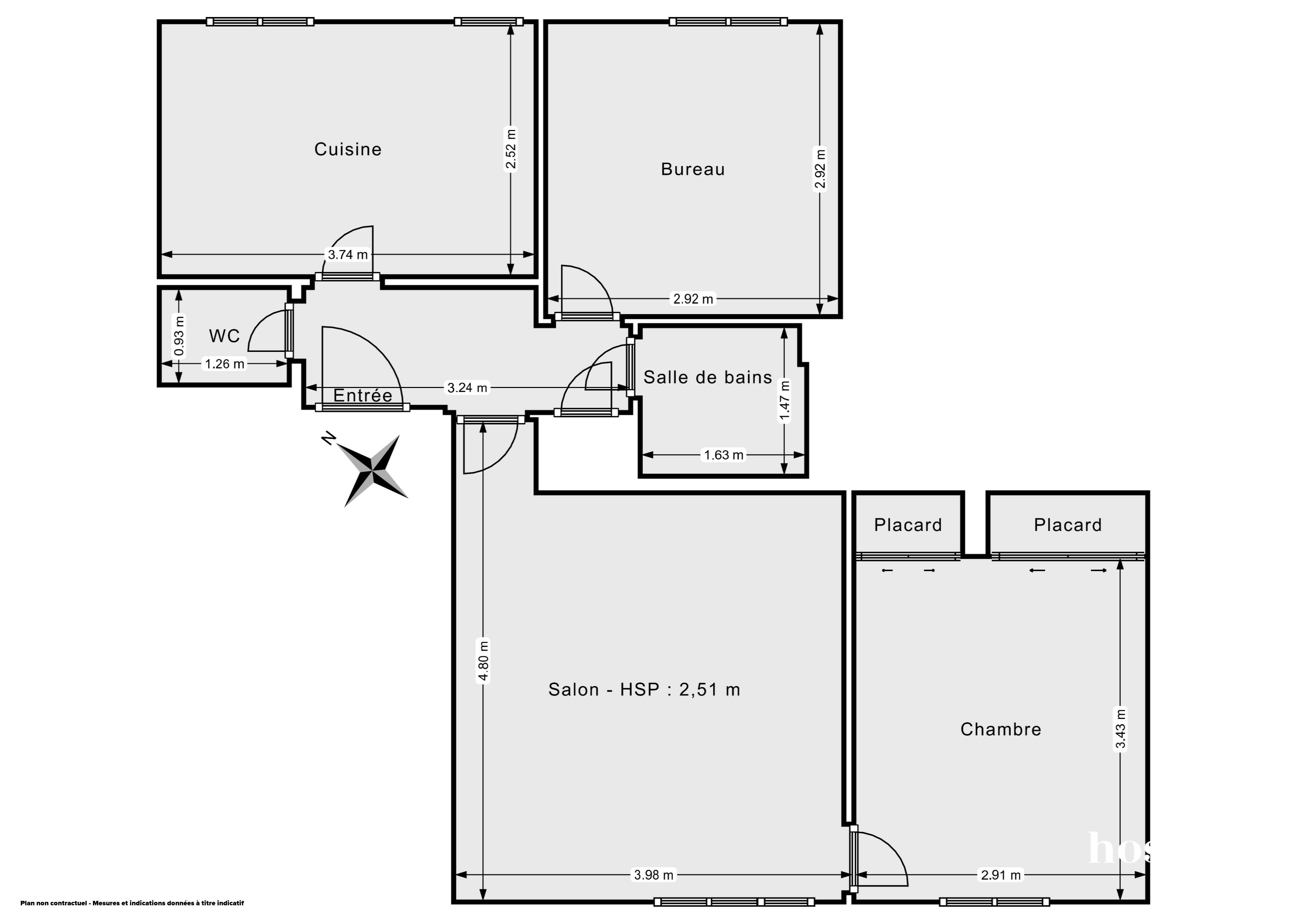 Plan 2D - Appartement 56.5 Versailles