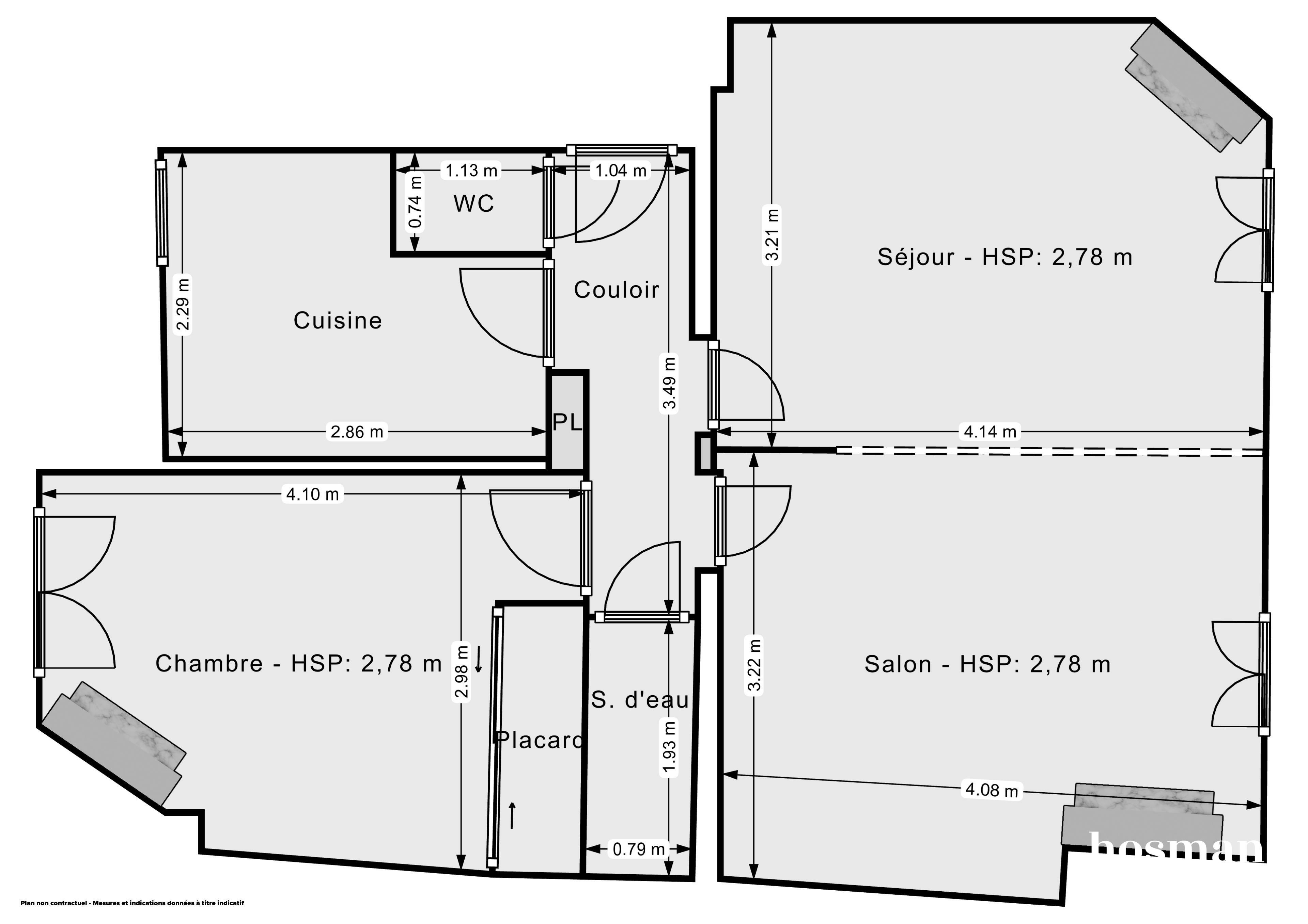 Plan 2D - Appartement 48.69 Puteaux