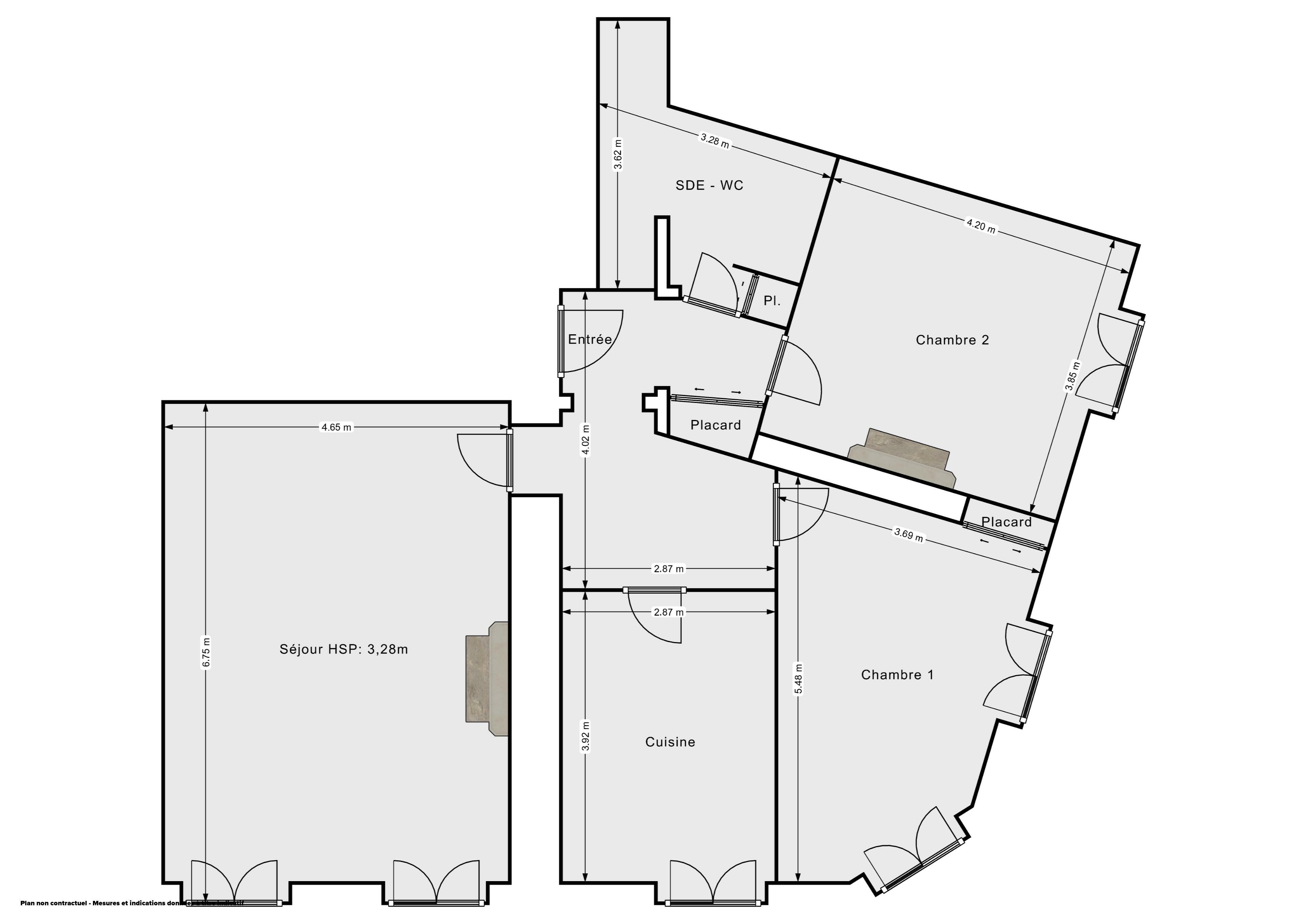 Plan 2D - Appartement 82.64 Nantes