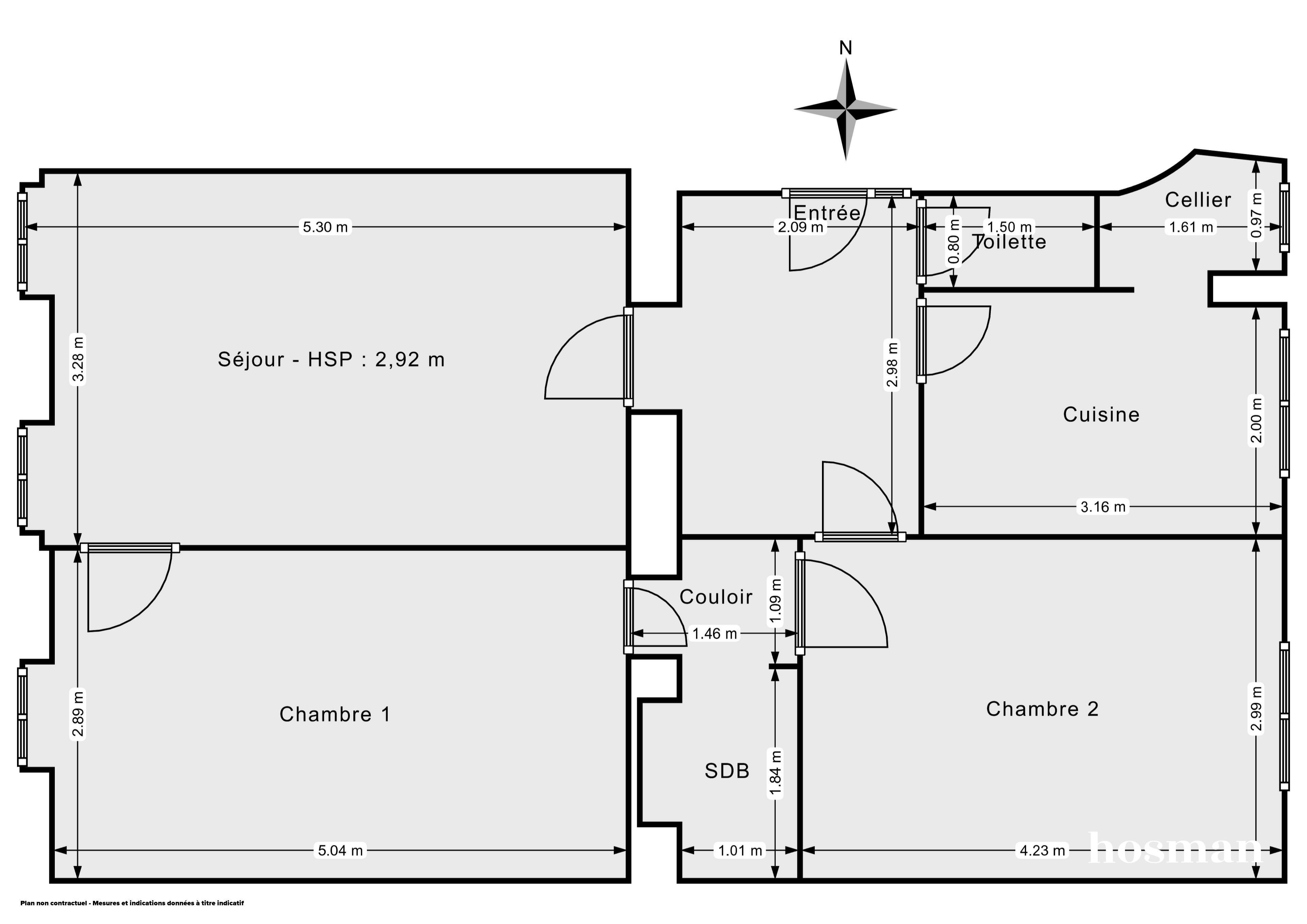 Plan 2D - Appartement 63.09 Paris