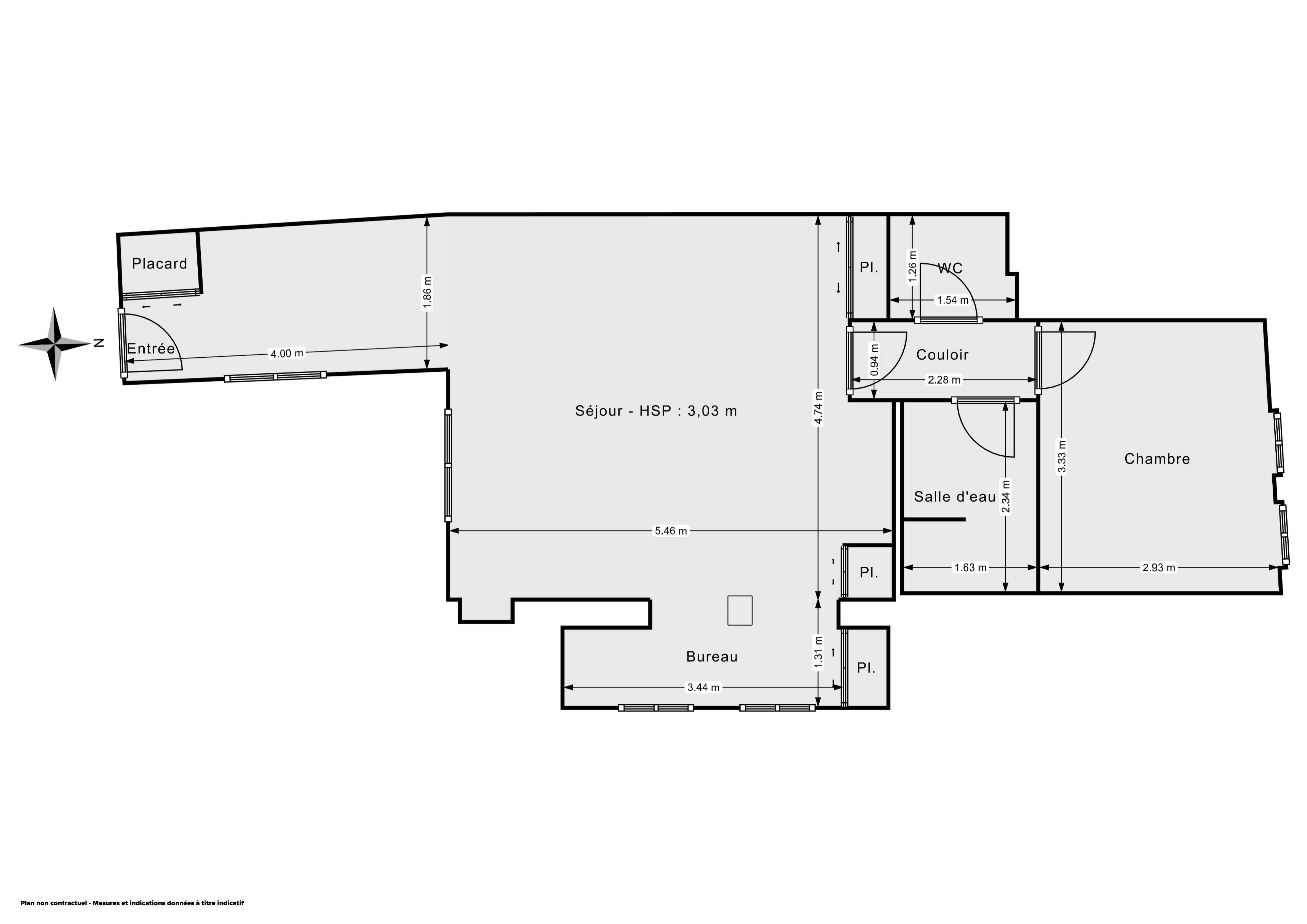 Plan 2D - Appartement 55.61 Paris