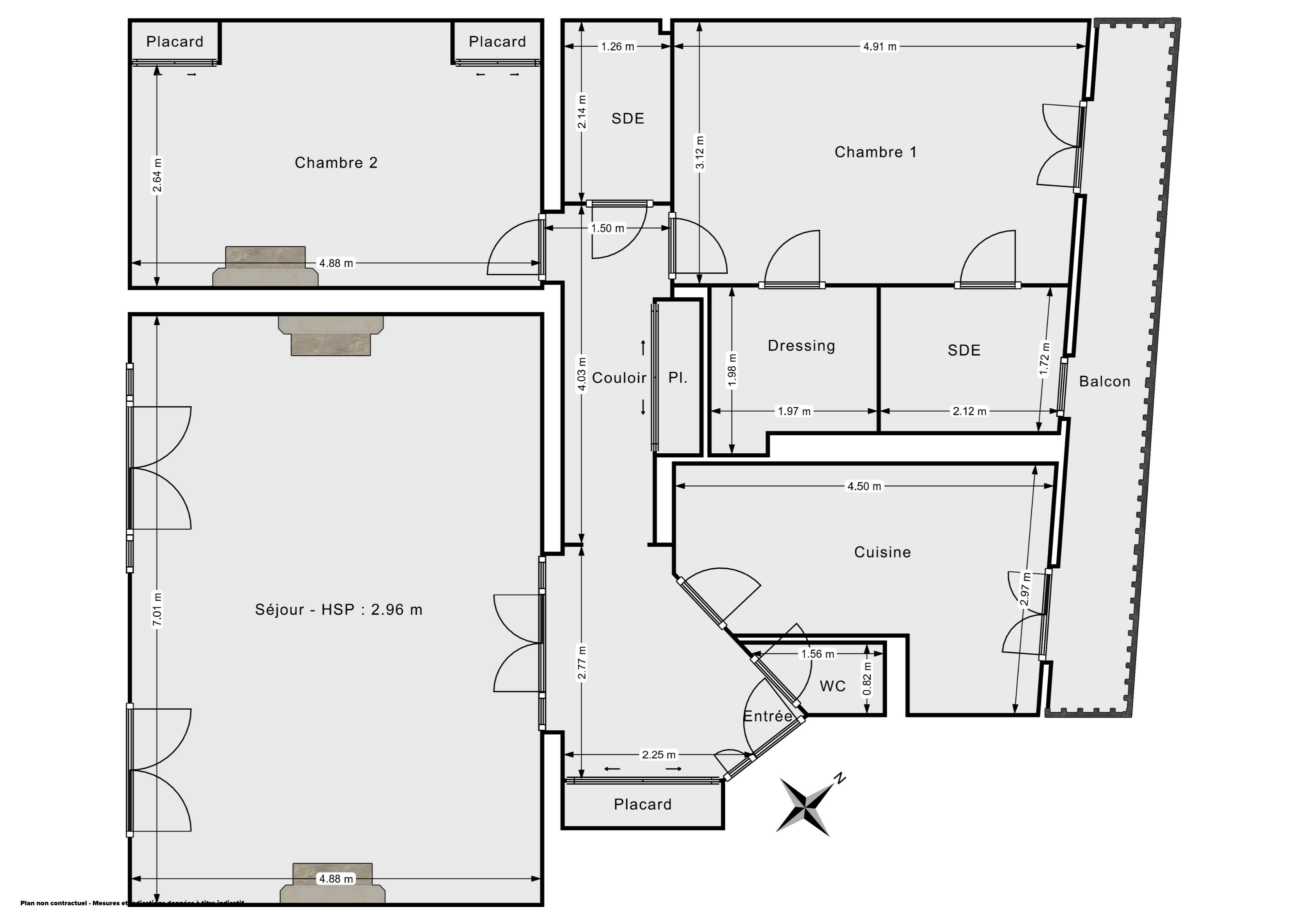 Plan 2D - Appartement 97.0 Neuilly-sur-Seine