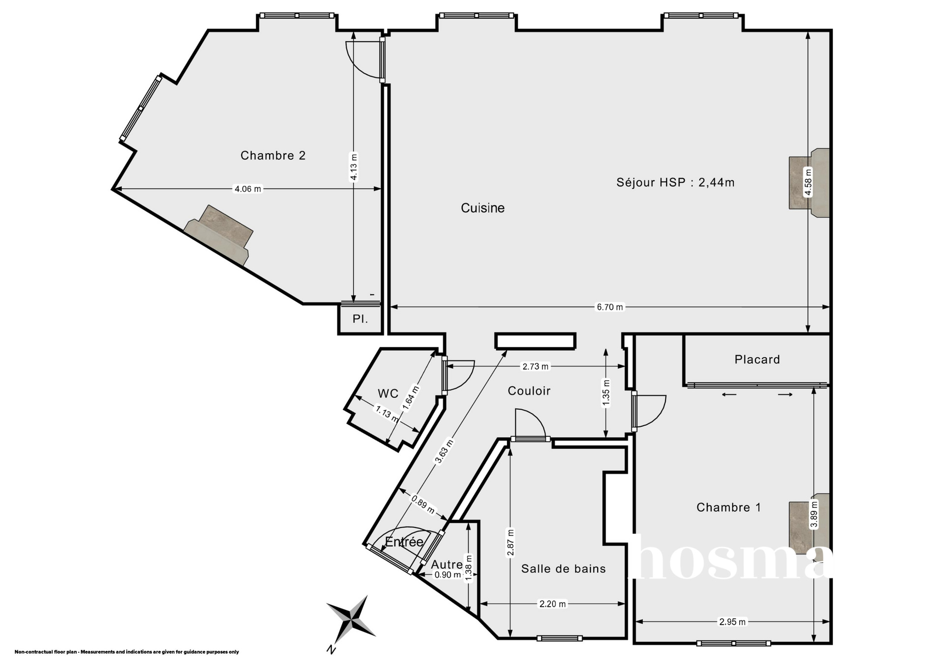 Plan 2D - Appartement 70.4 Neuilly-sur-Seine