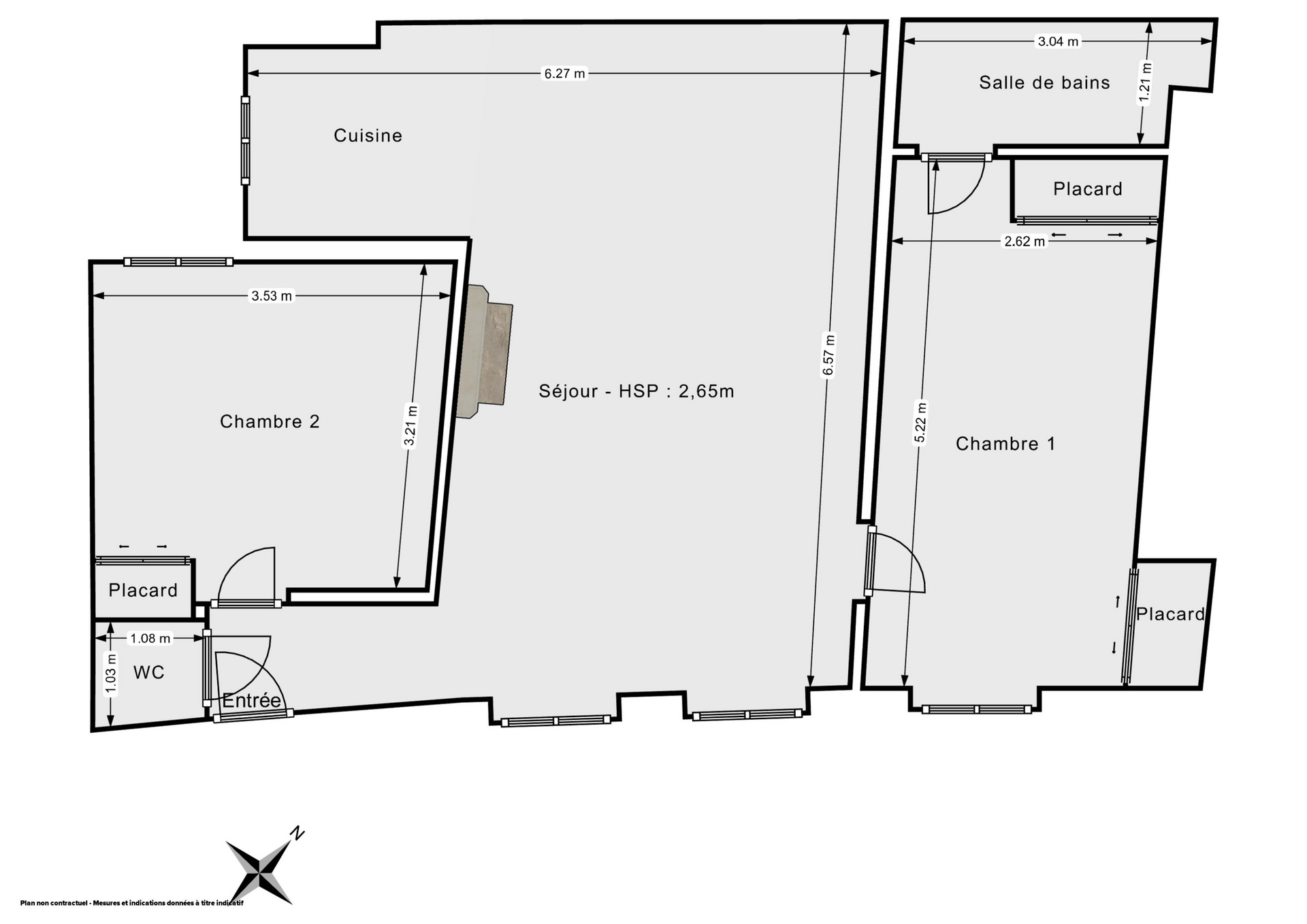 Plan 2D - Appartement 63.0 Paris