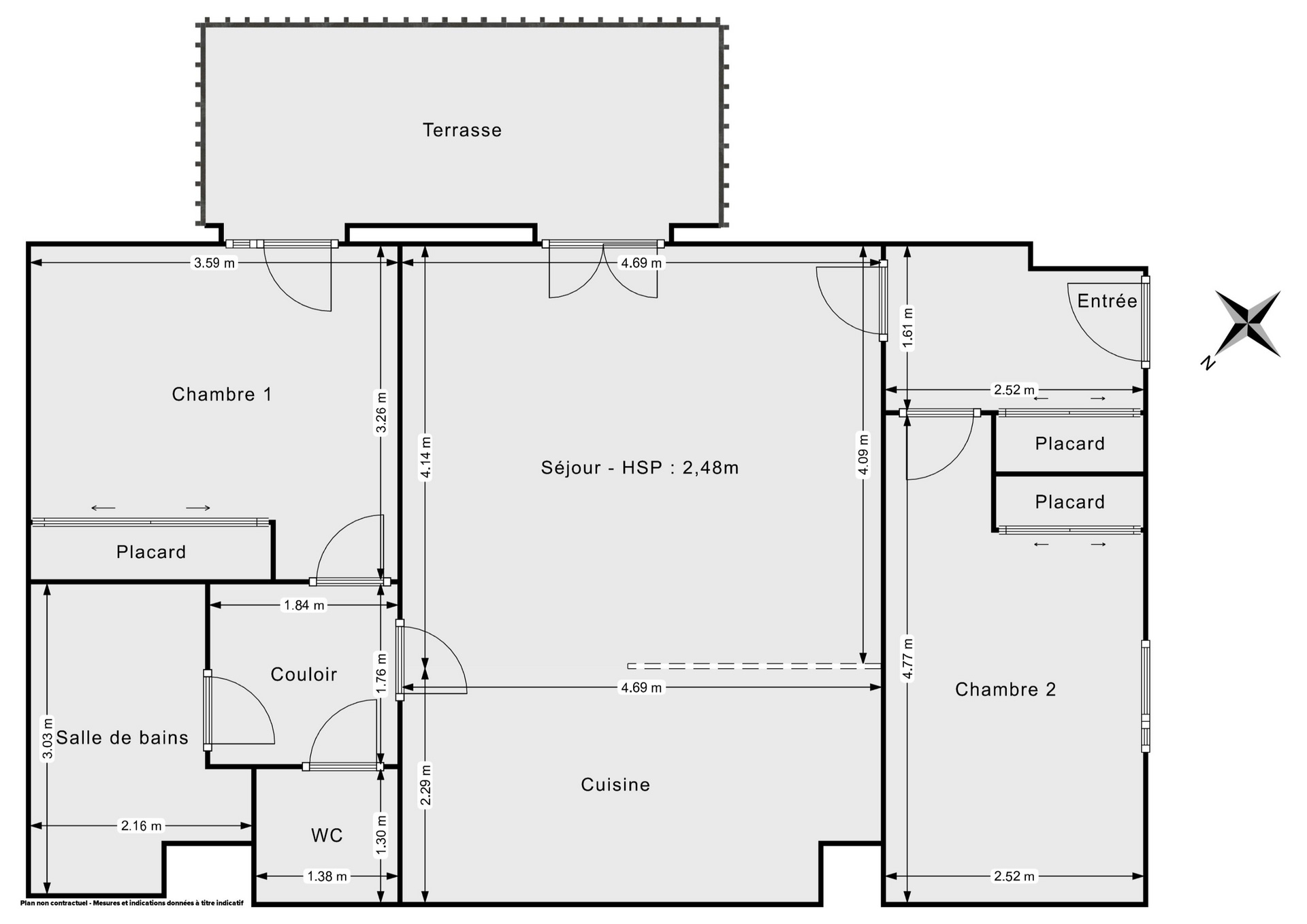 Plan 2D - Appartement 66.76 Ivry-sur-Seine