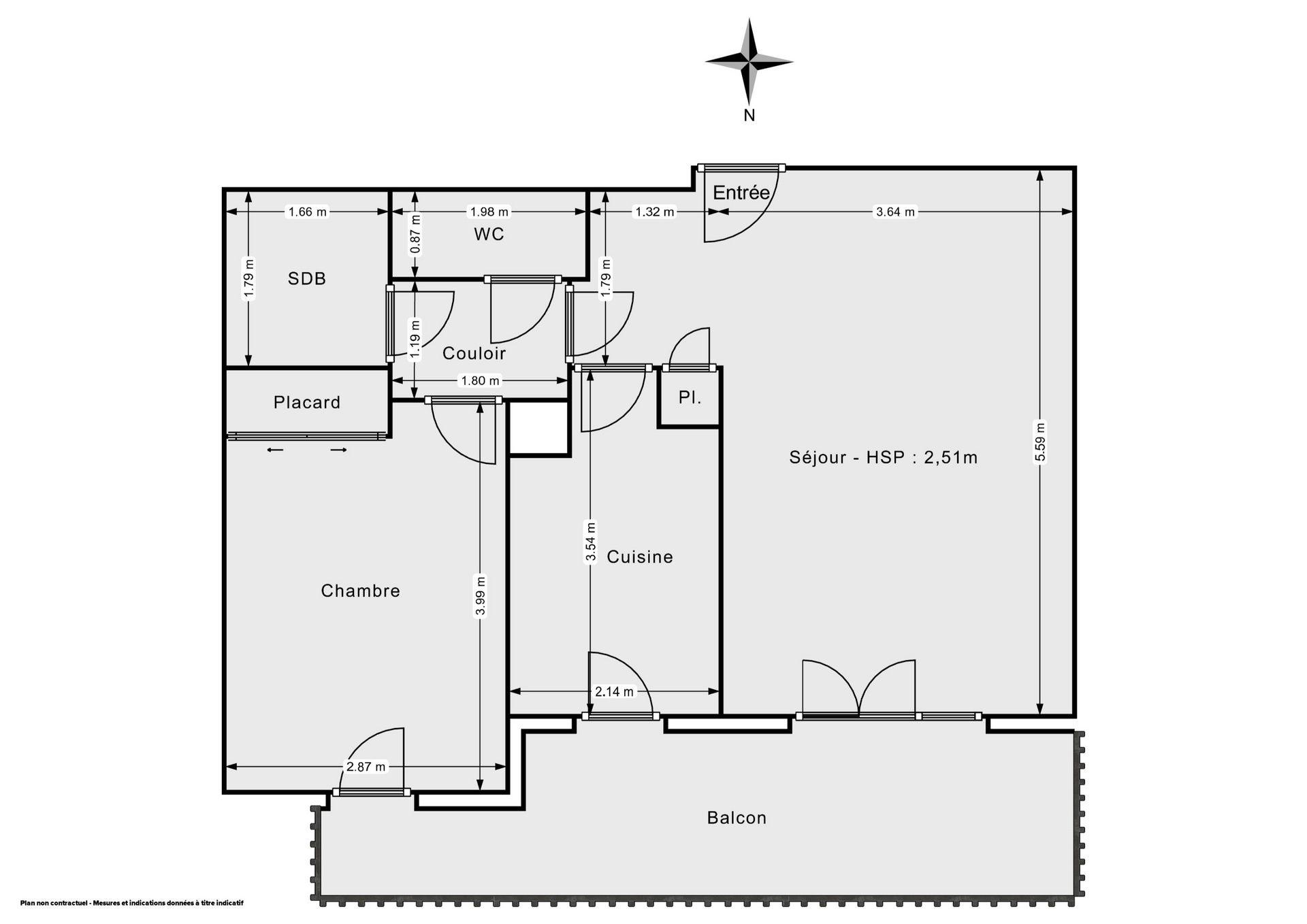 Plan 2D - Appartement 47.0 Tassin-la-Demi-Lune