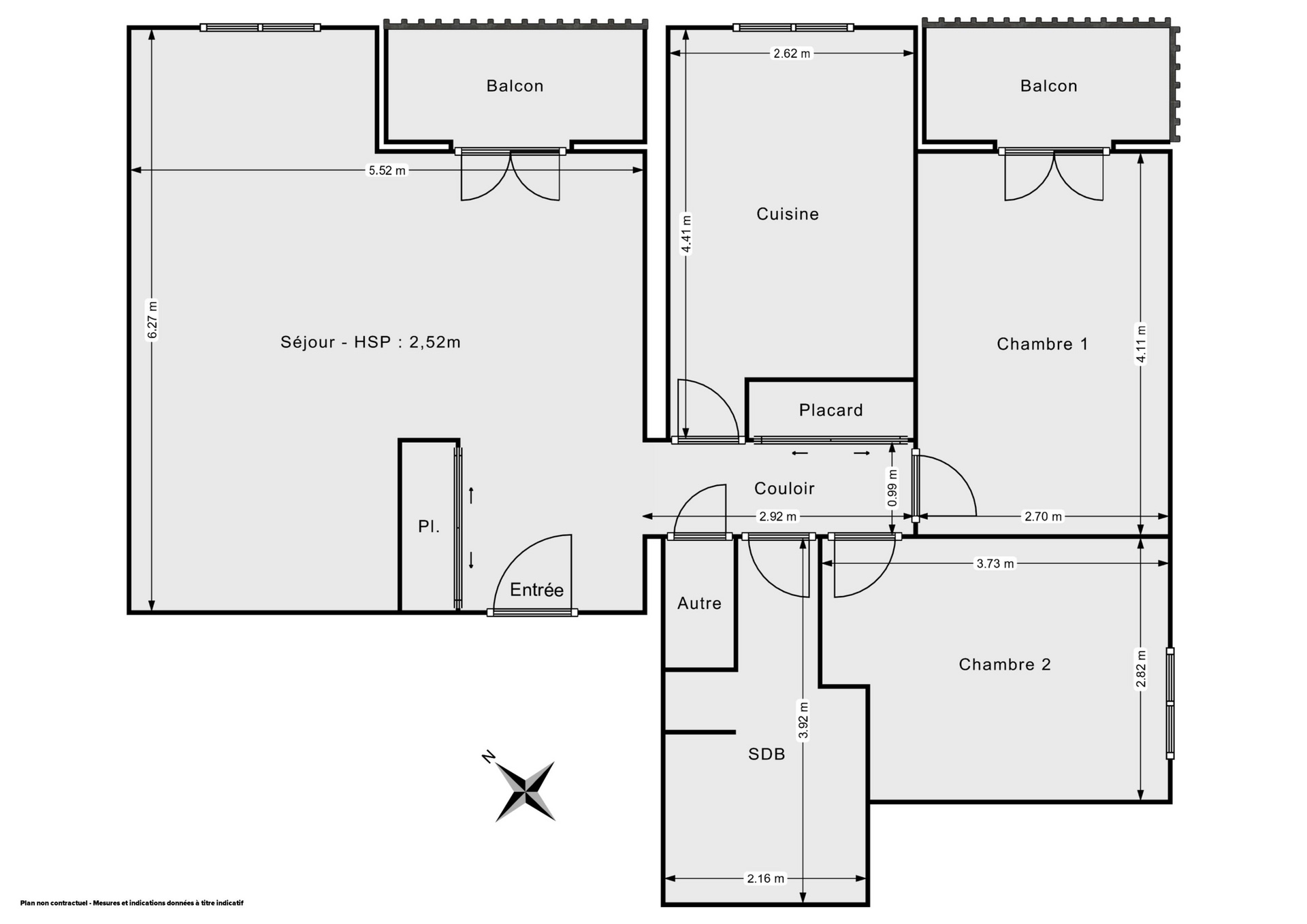 Plan 2D - Appartement 71.0 Mérignac