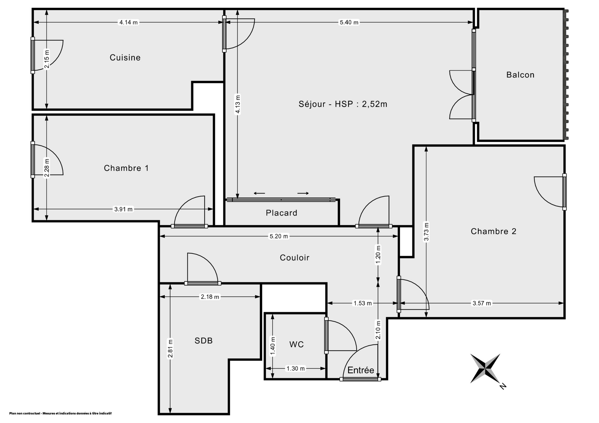 Plan 2D - Appartement 68.0 Saint-Ouen-sur-Seine
