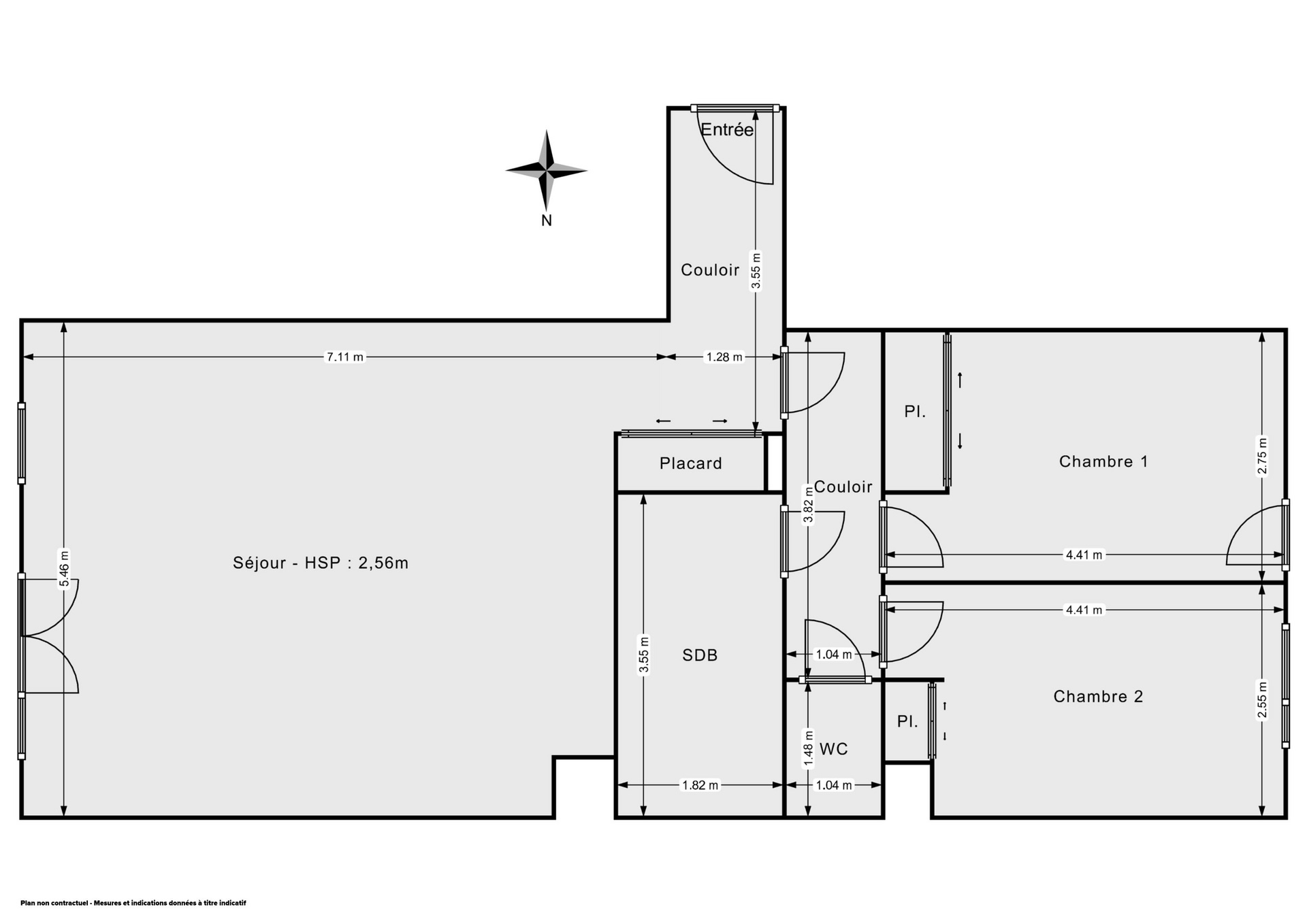 Plan 2D - Appartement 76.38 Montreuil
