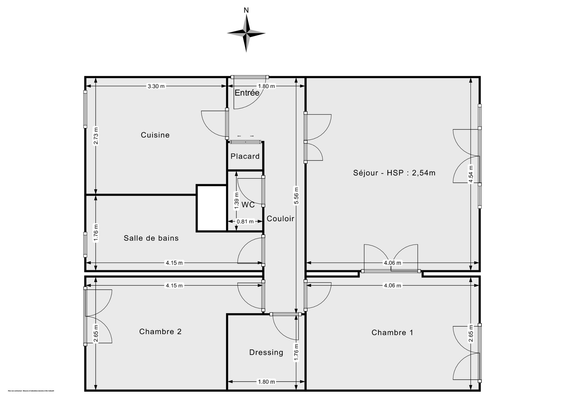 Plan 2D - Appartement 63.07 Nanterre