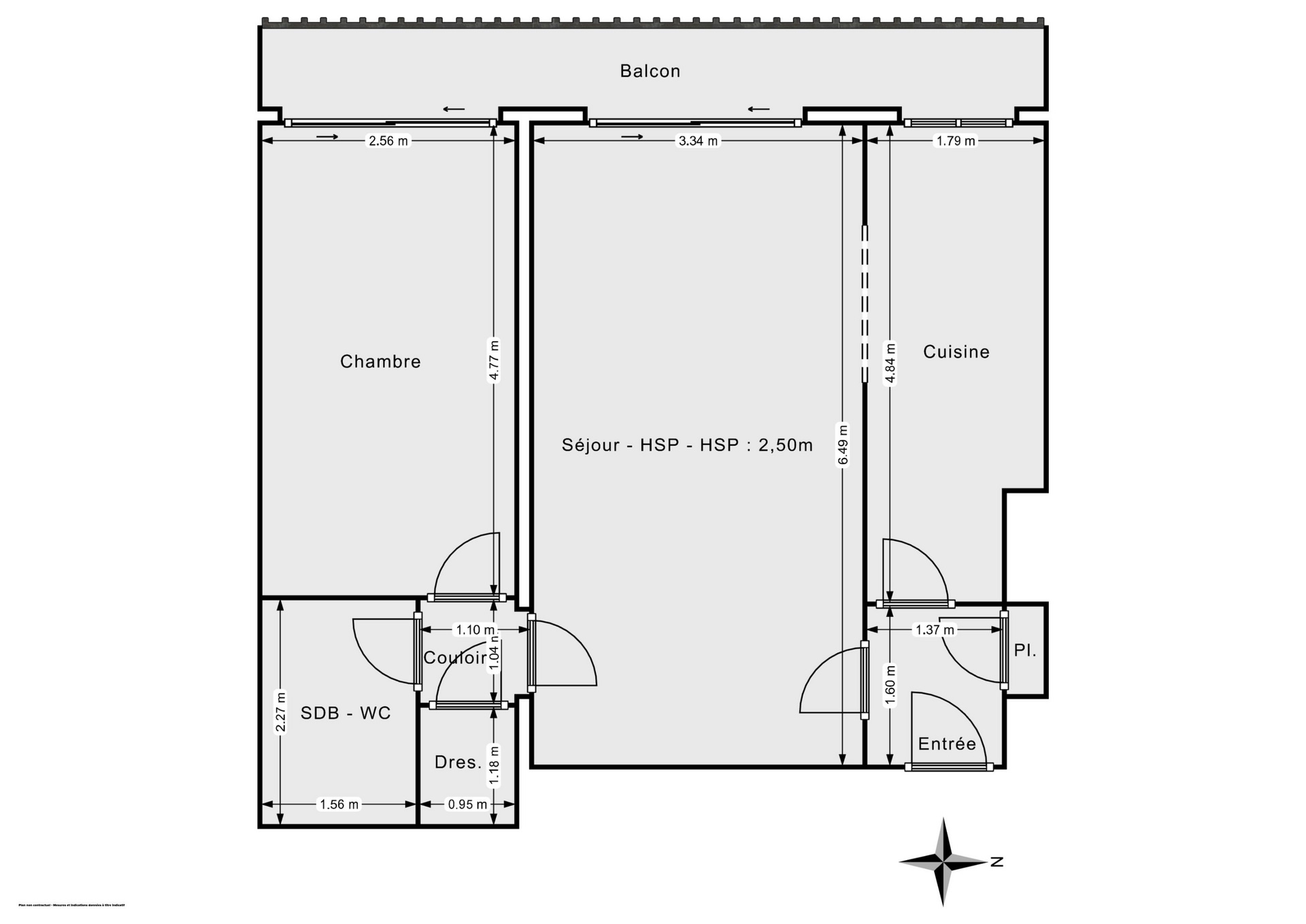 Plan 2D - Appartement 52.67 Villejuif