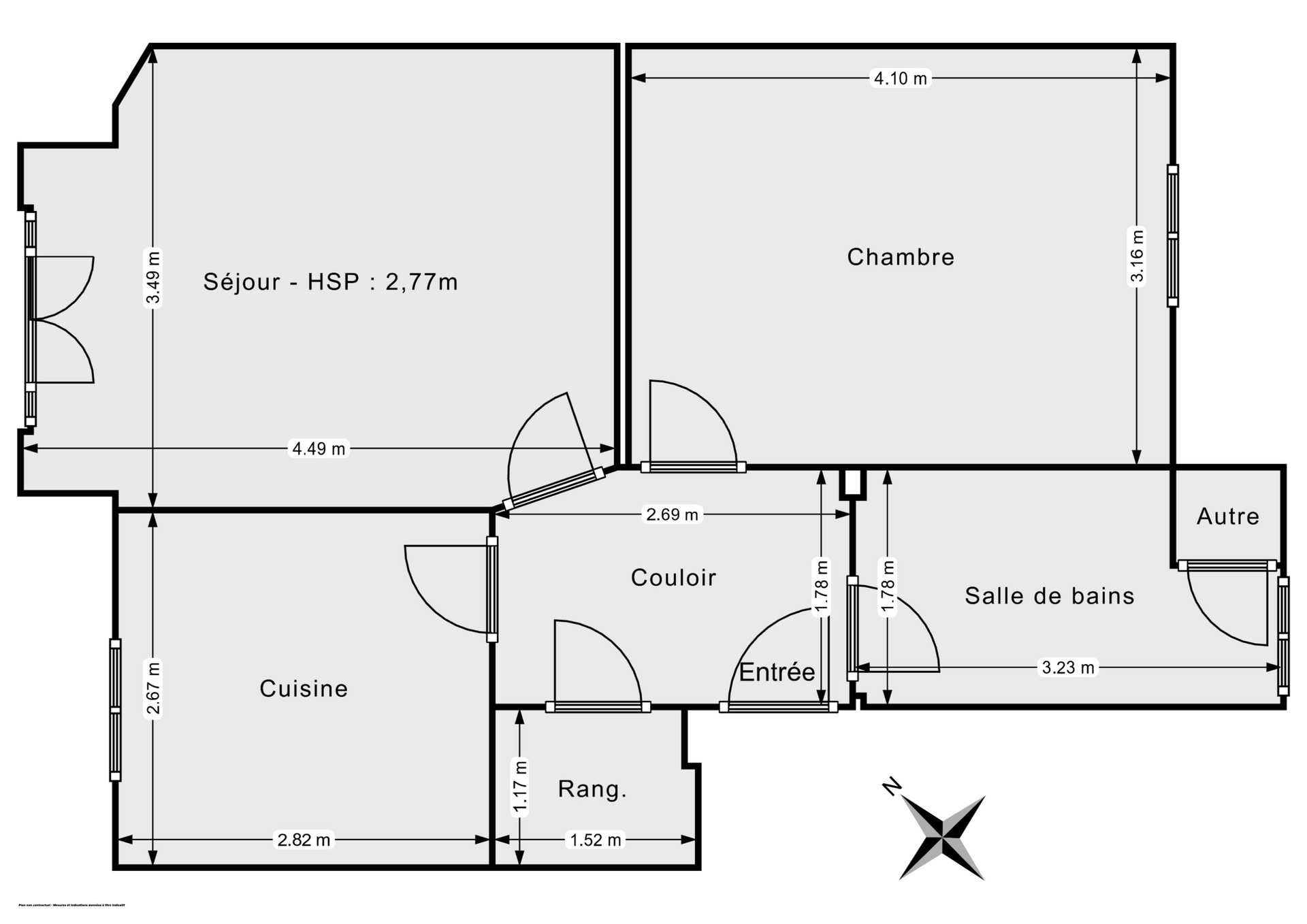 Plan 2D - Appartement 46.0 La Garenne-Colombes