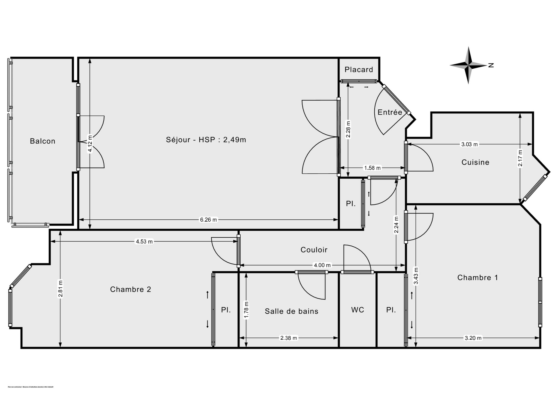 Plan 2D - Appartement 72.5 Boulogne-Billancourt