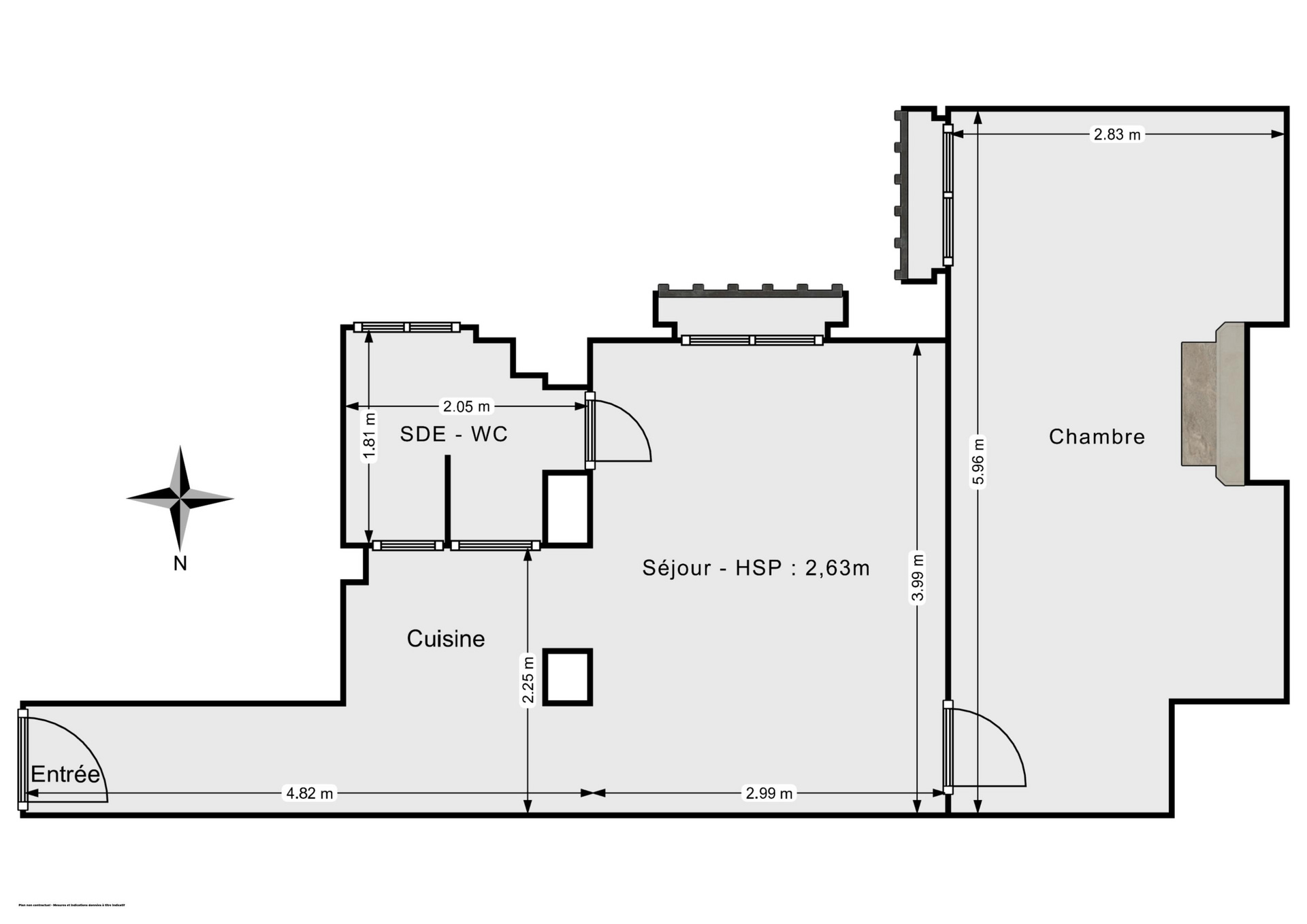 Plan 2D - Appartement 37.0 Saint-Denis
