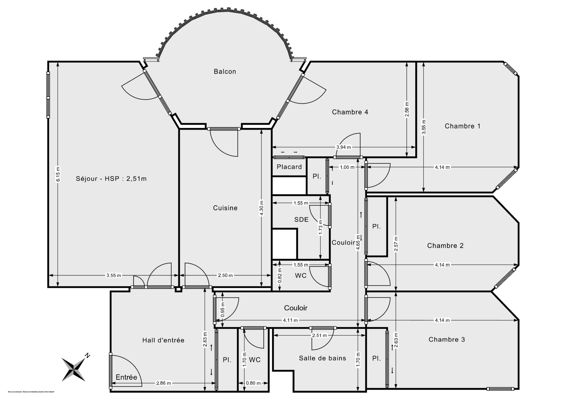Plan 2D - Appartement 96.0 Boulogne-Billancourt
