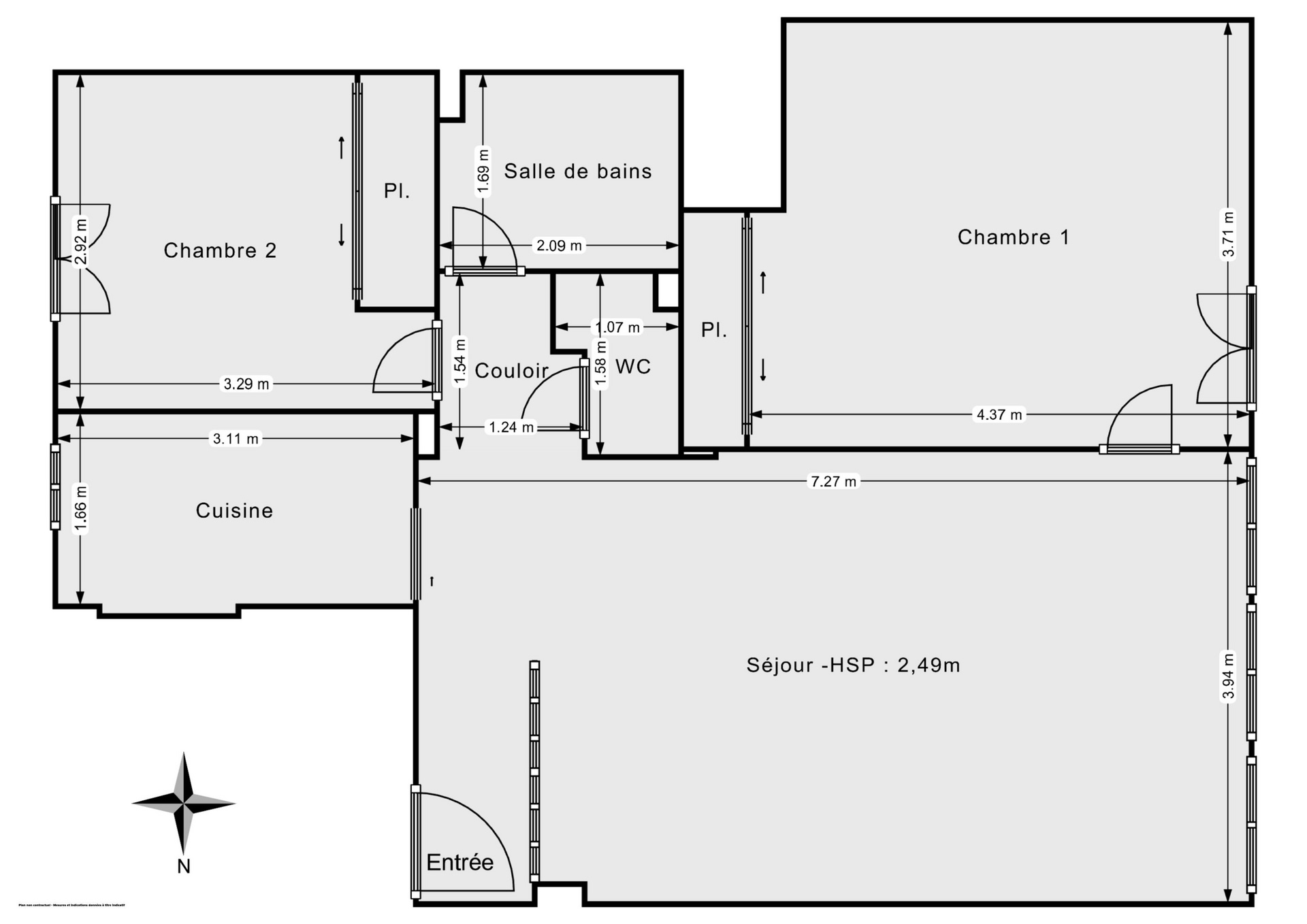 Plan 2D - Appartement 64.3 Paris
