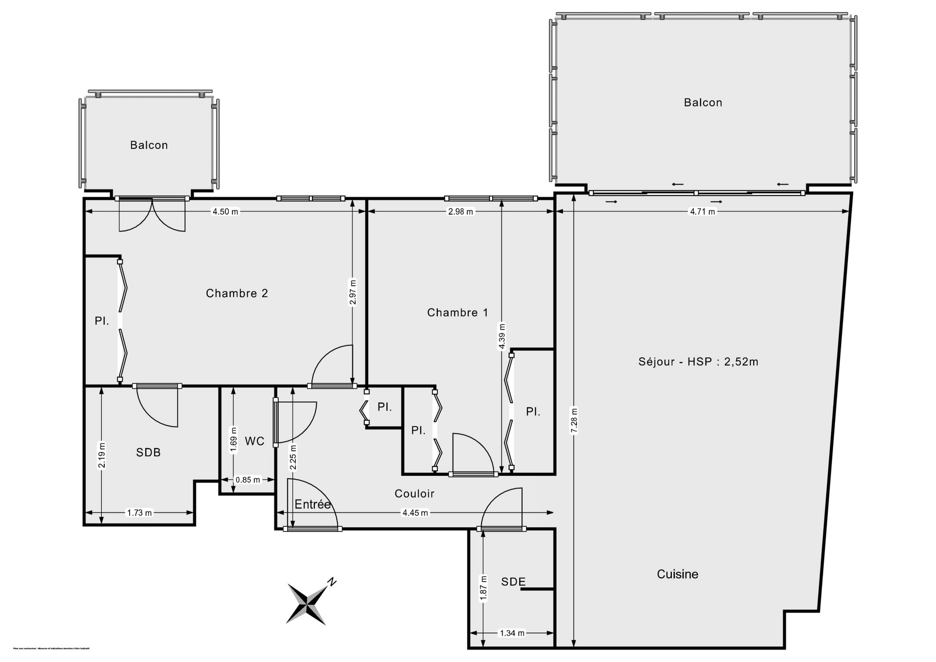 Plan 2D - Appartement 70.0 Suresnes