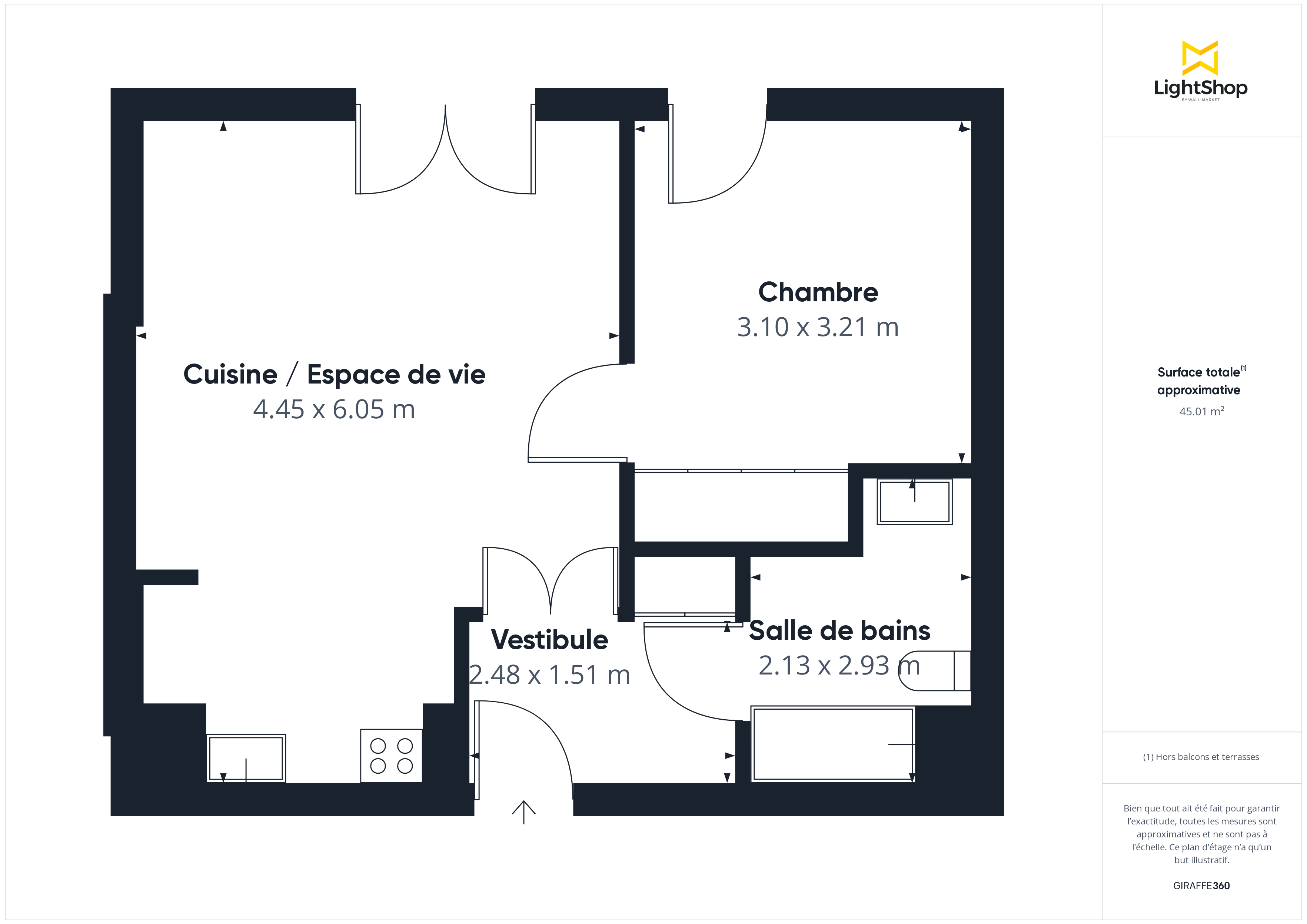 Plan 2D - Appartement 45.35 Saint-Sébastien-sur-Loire