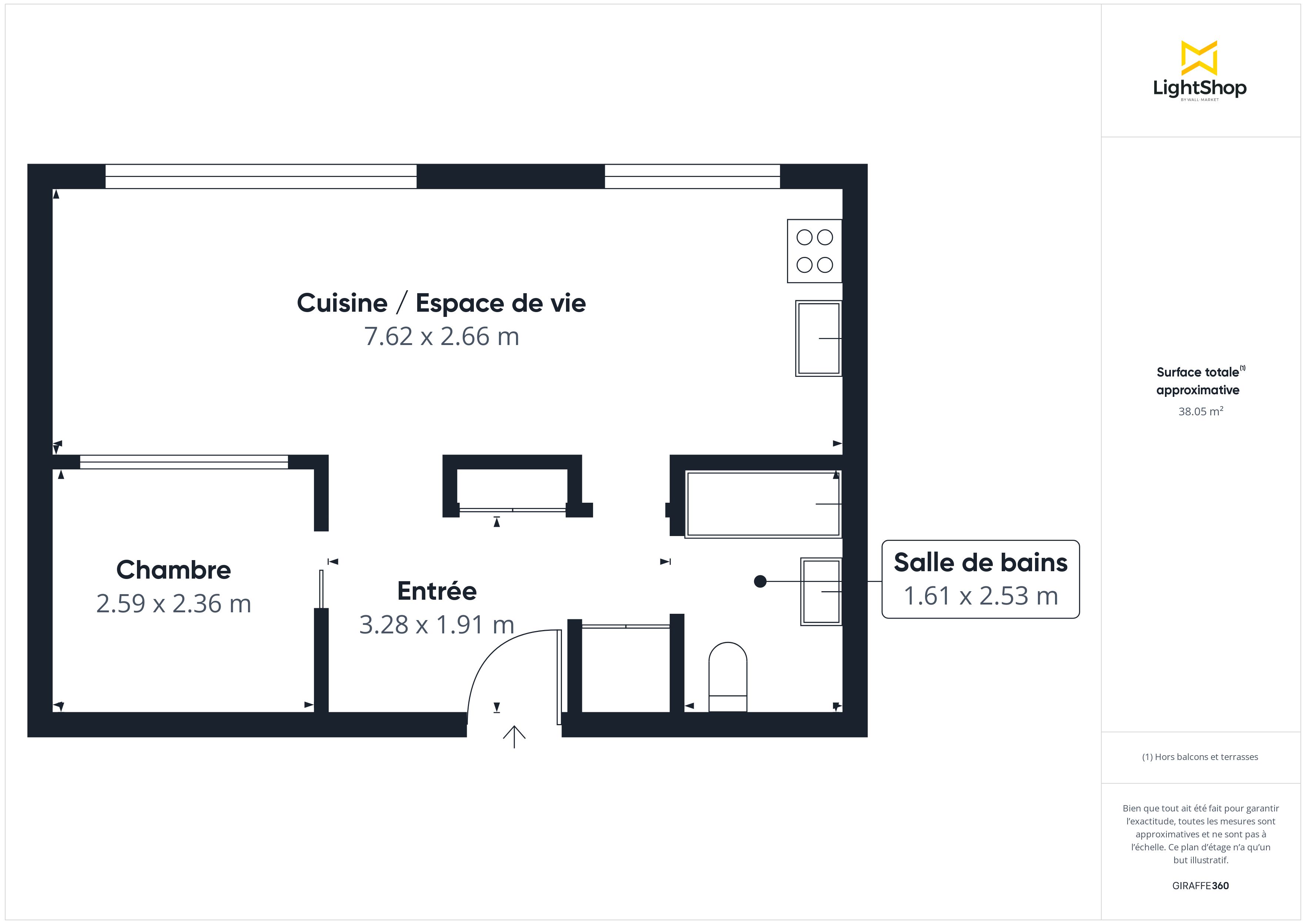 Plan 2D - Appartement 38.0 Lyon