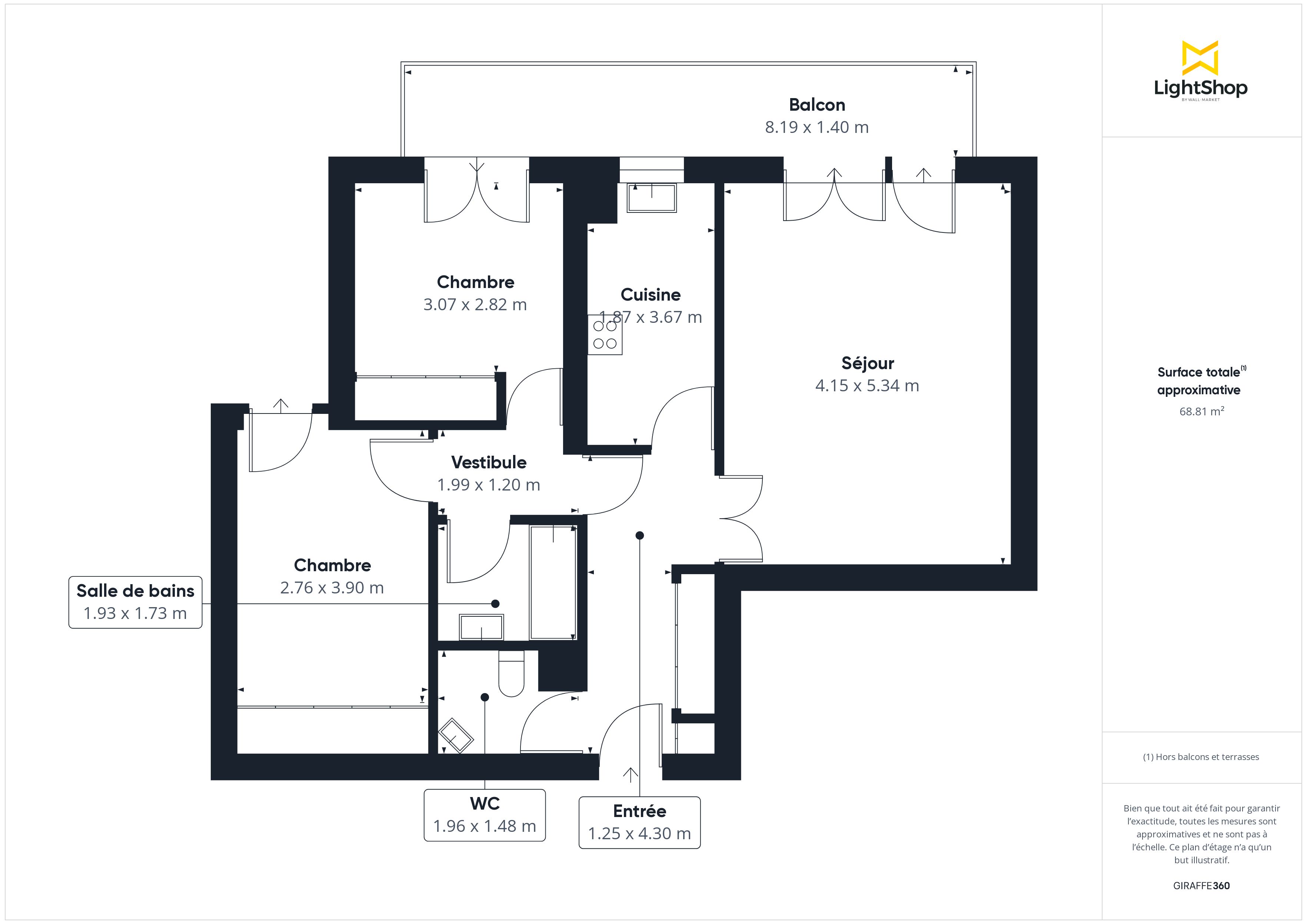 Plan 2D - Appartement 70.0 Puteaux