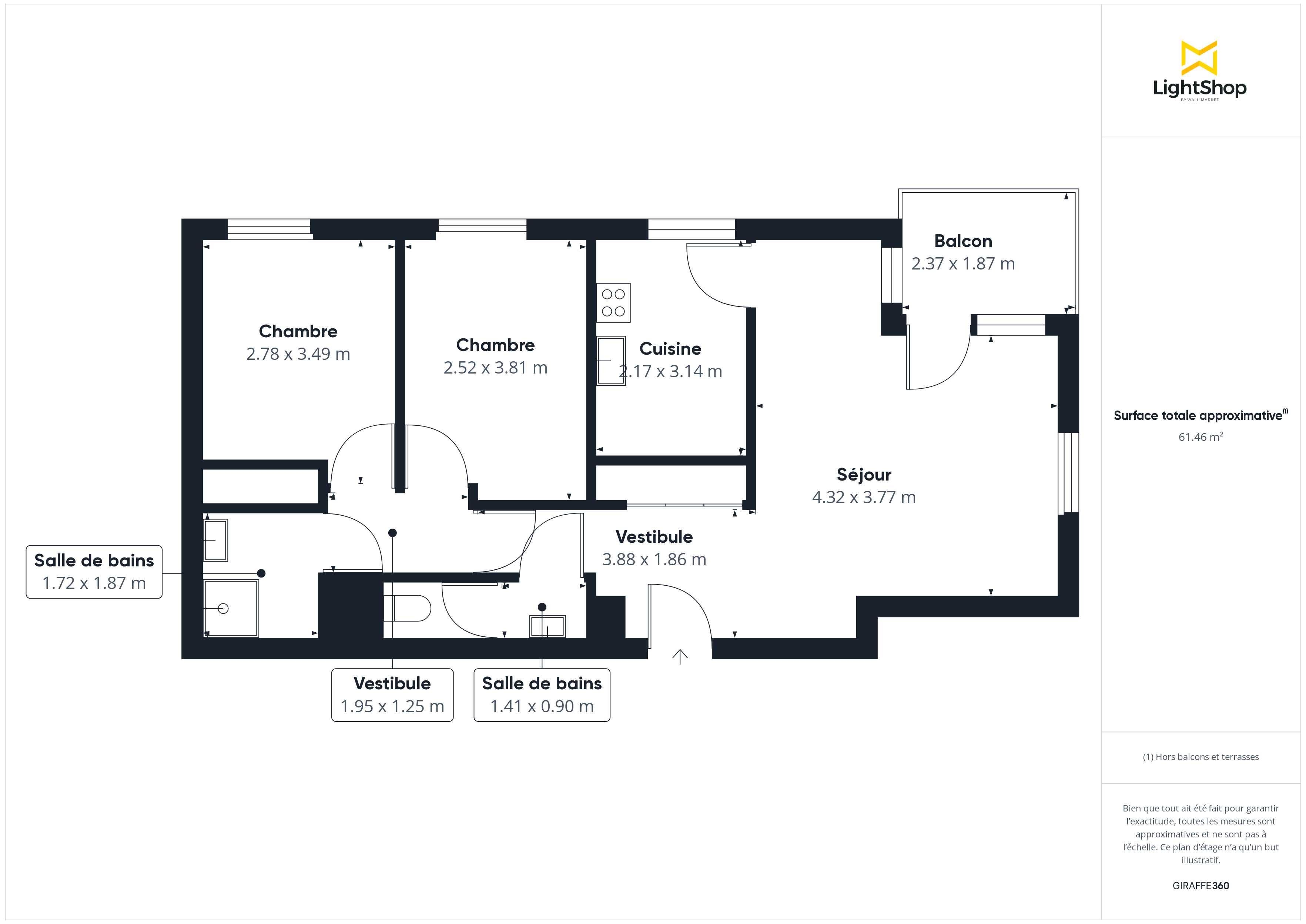 Plan 2D - Appartement 60.76 Villeurbanne