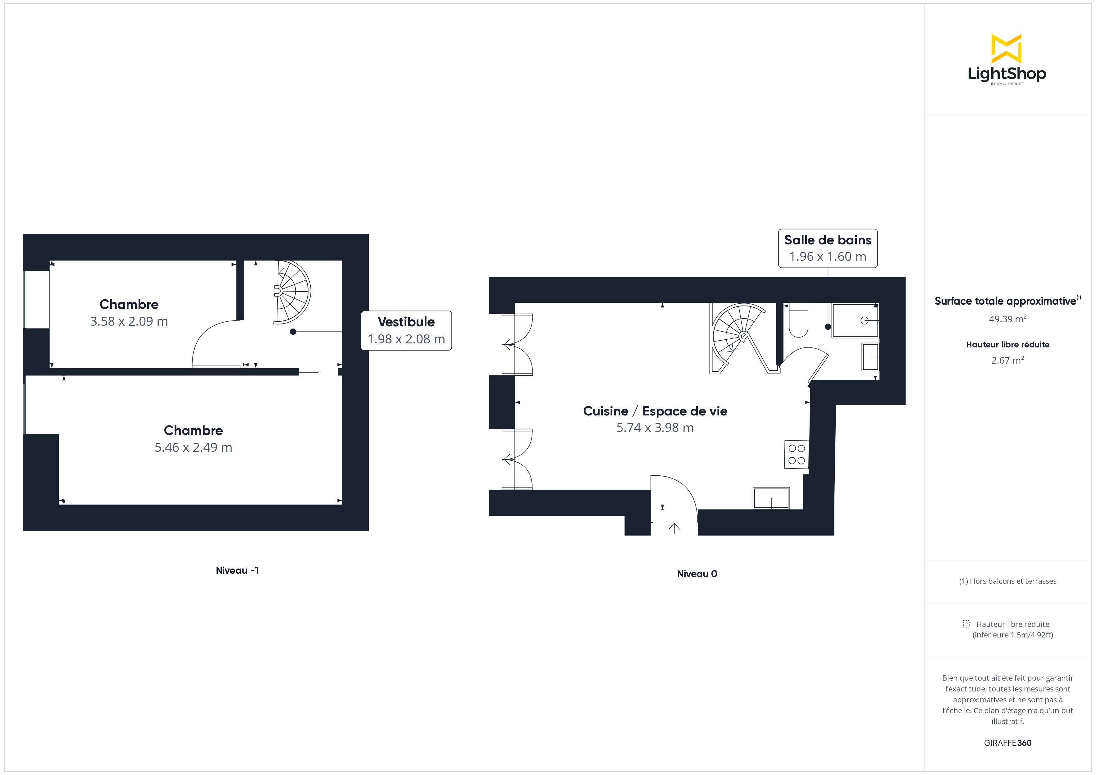 Plan 2D - Appartement 46.22 Bordeaux