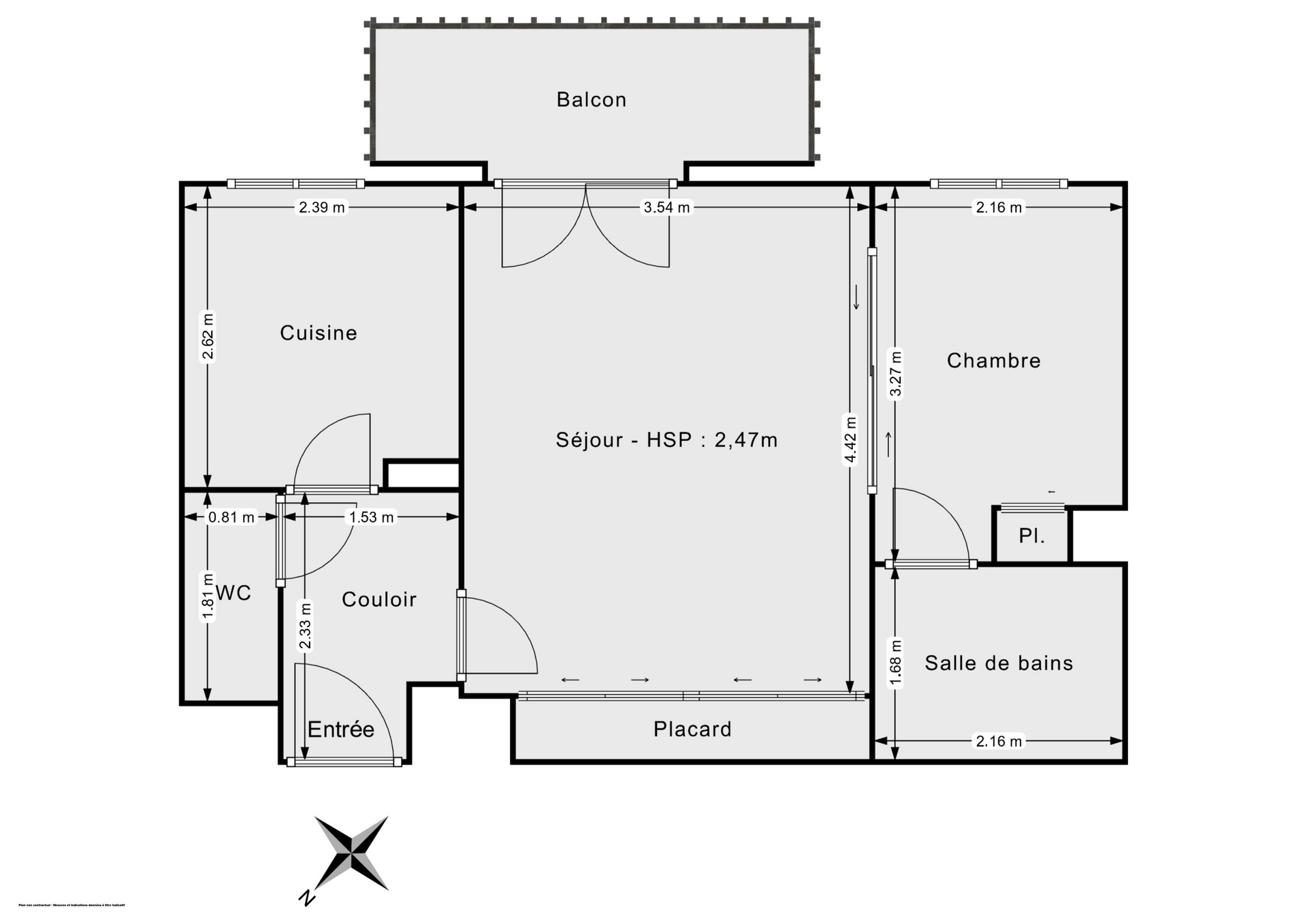 Plan 2D - Appartement 39.47 La Garenne-Colombes