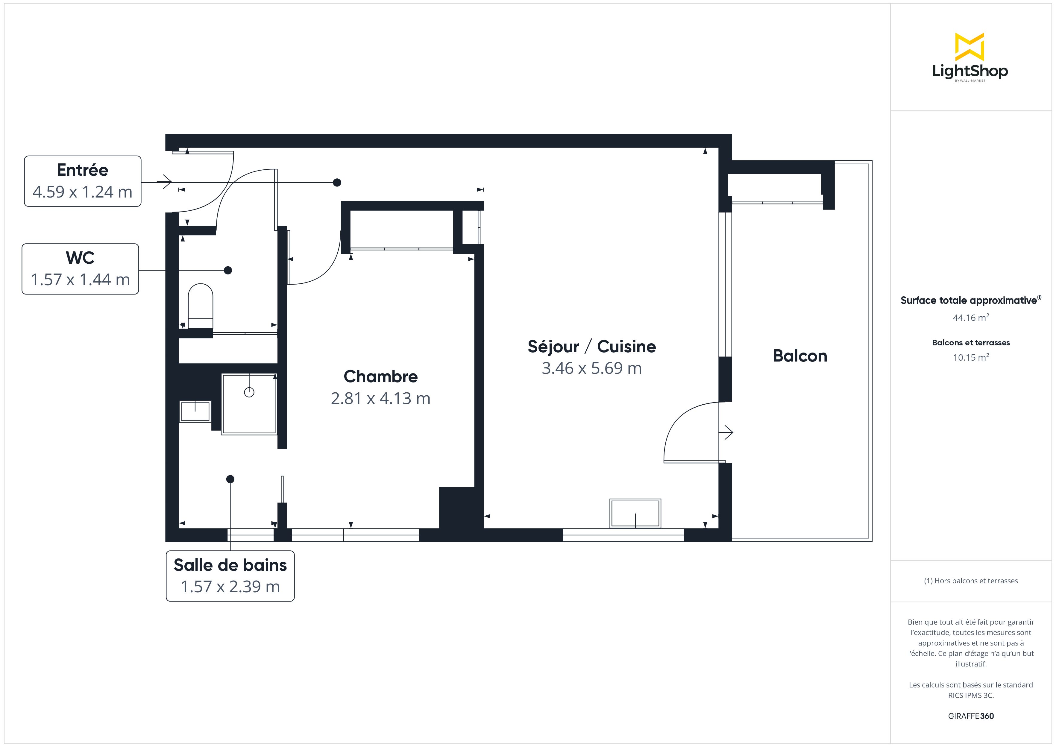 Plan 2D - Appartement 44.0 Bègles