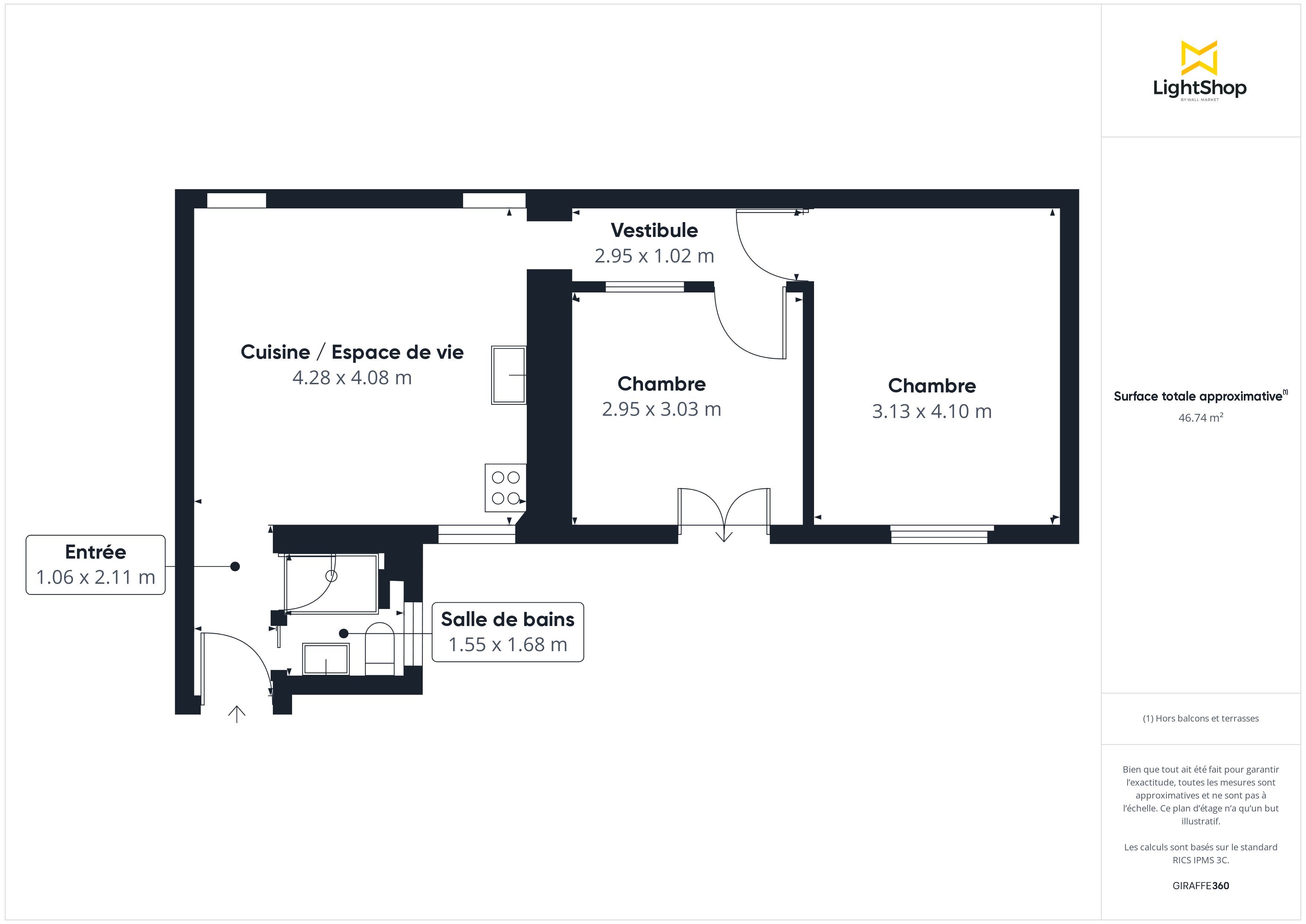 Plan 2D - Appartement 47.0 Paris