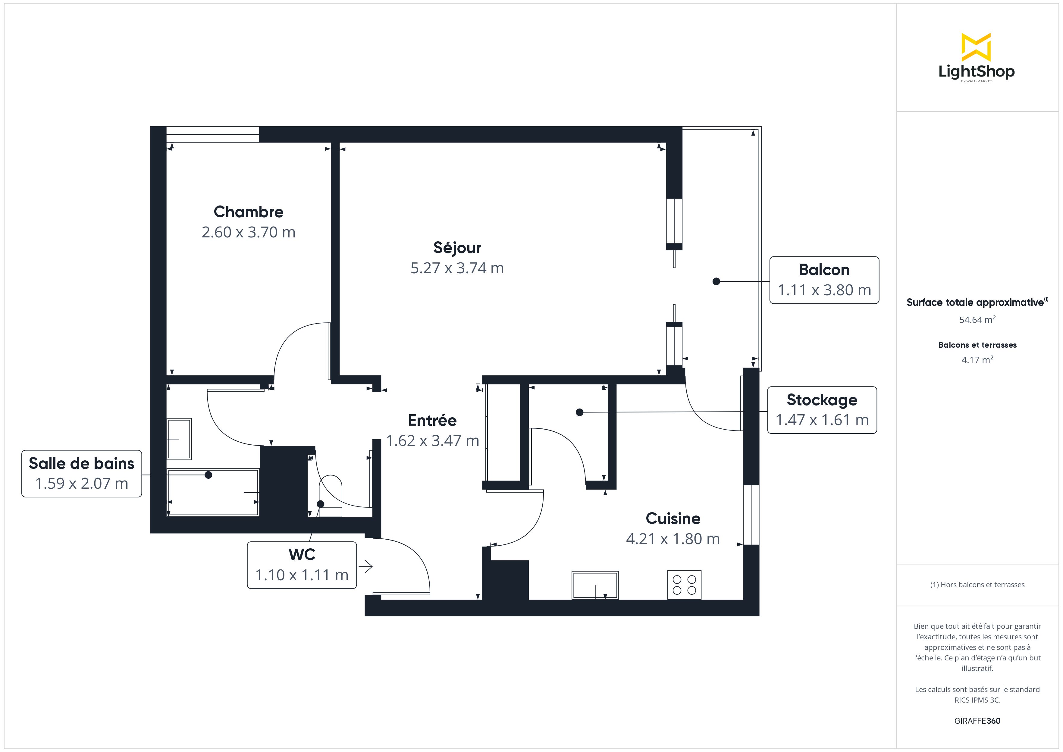 Plan 2D - Appartement 54.9 Nantes