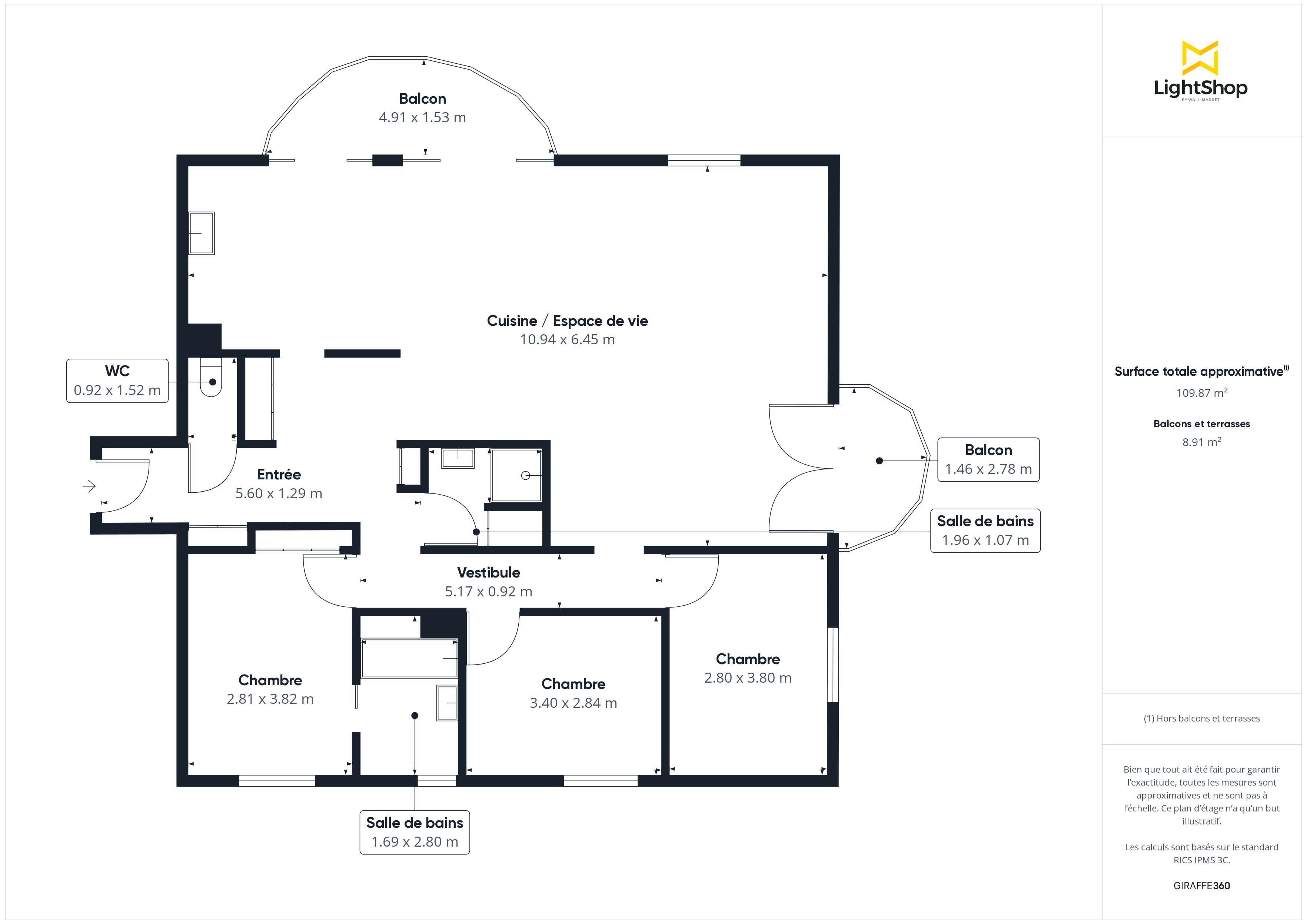 Plan 2D - Appartement 111.28 Nantes