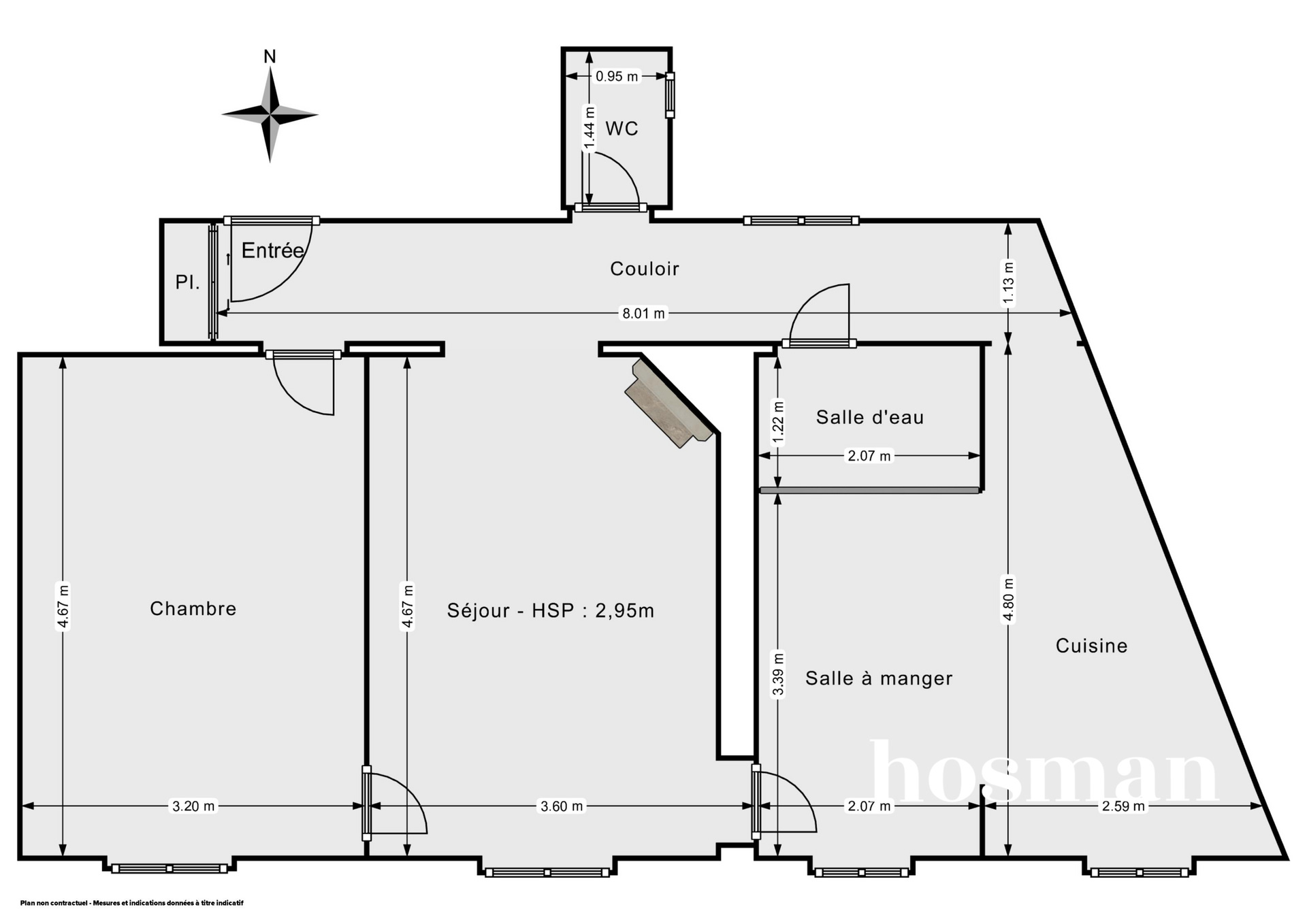 Plan 2D - Appartement 58.36 Paris