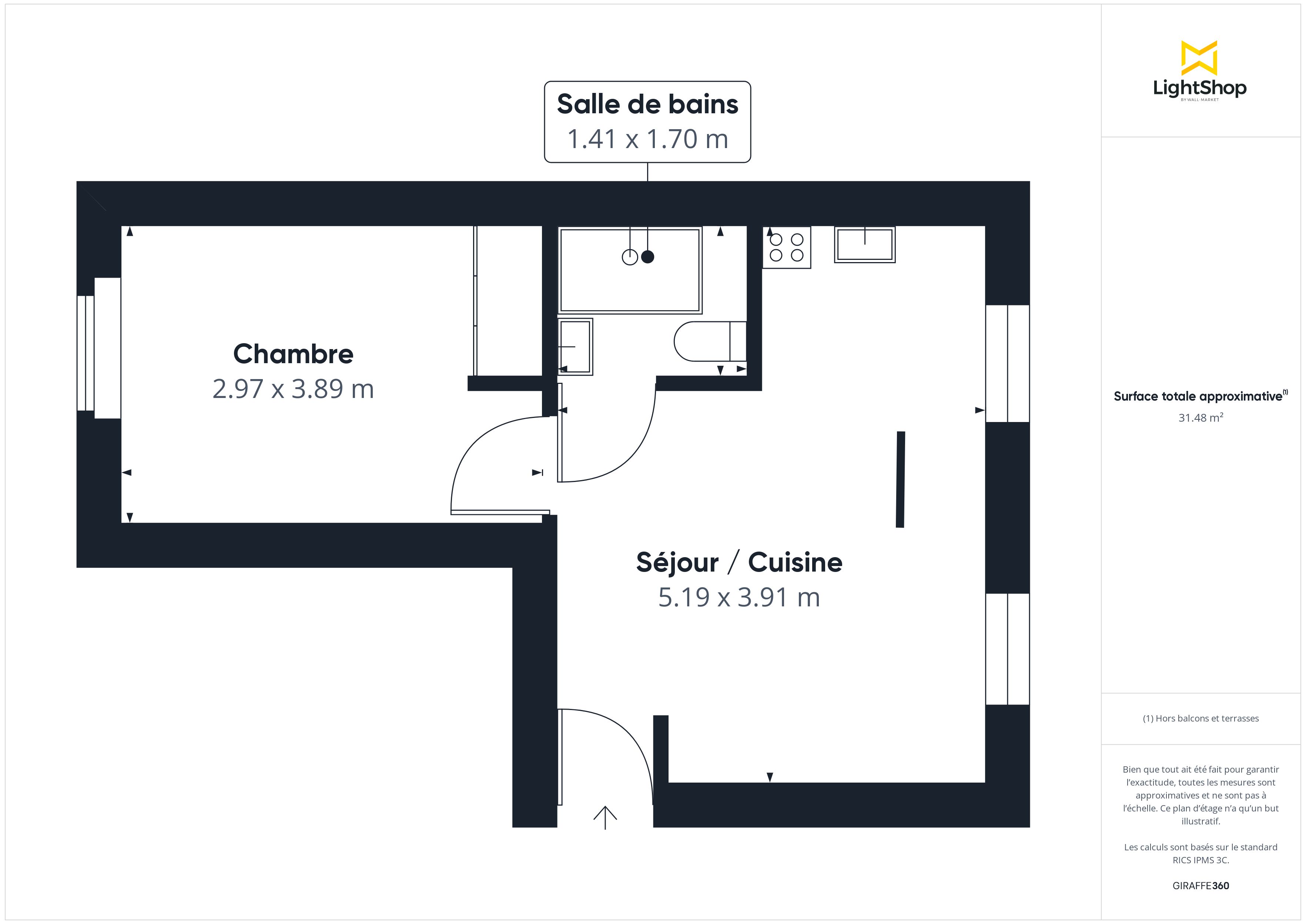 Plan 2D - Appartement 31.0 Paris