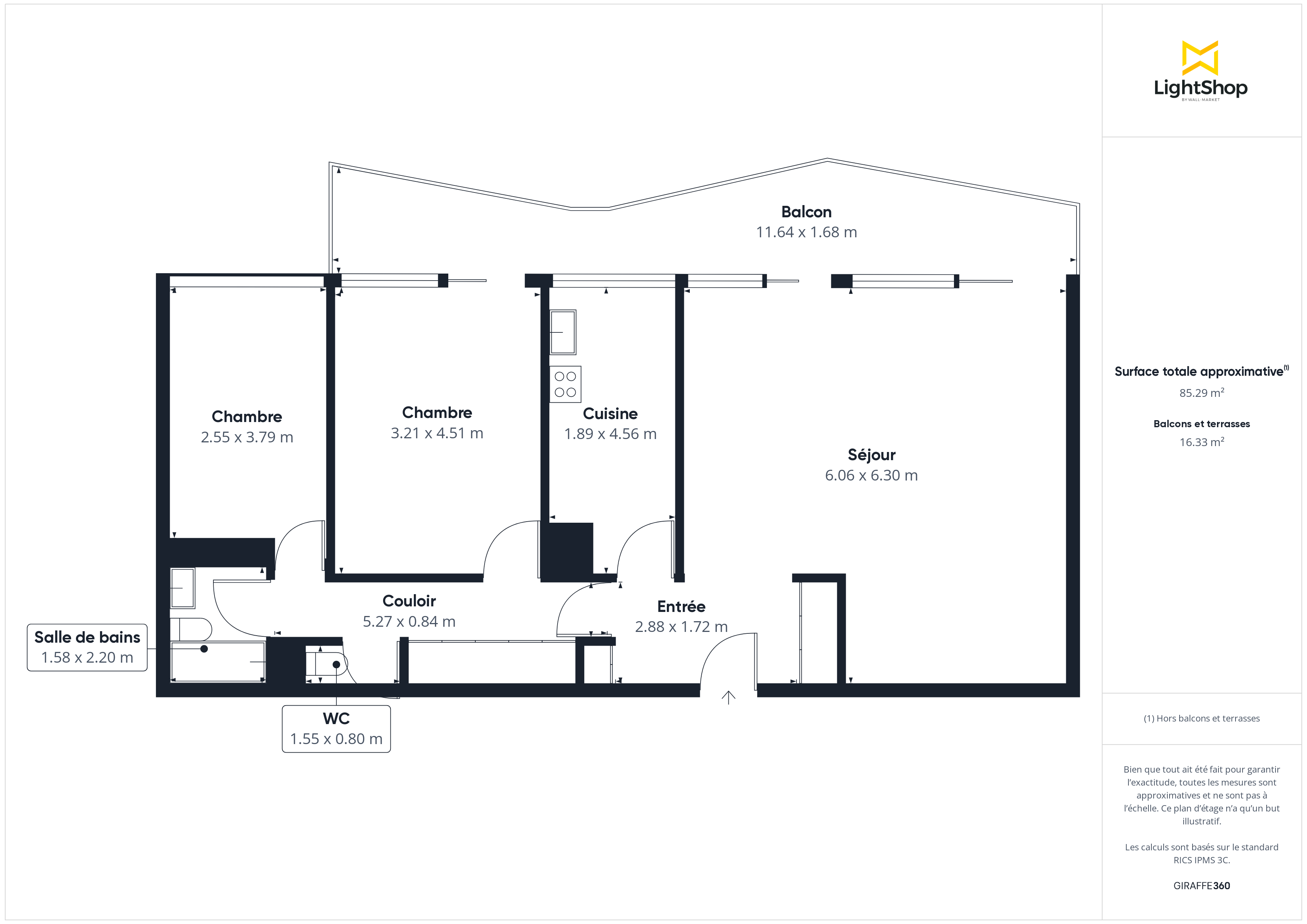 Plan 2D - Appartement 84.0 Neuilly-sur-Seine