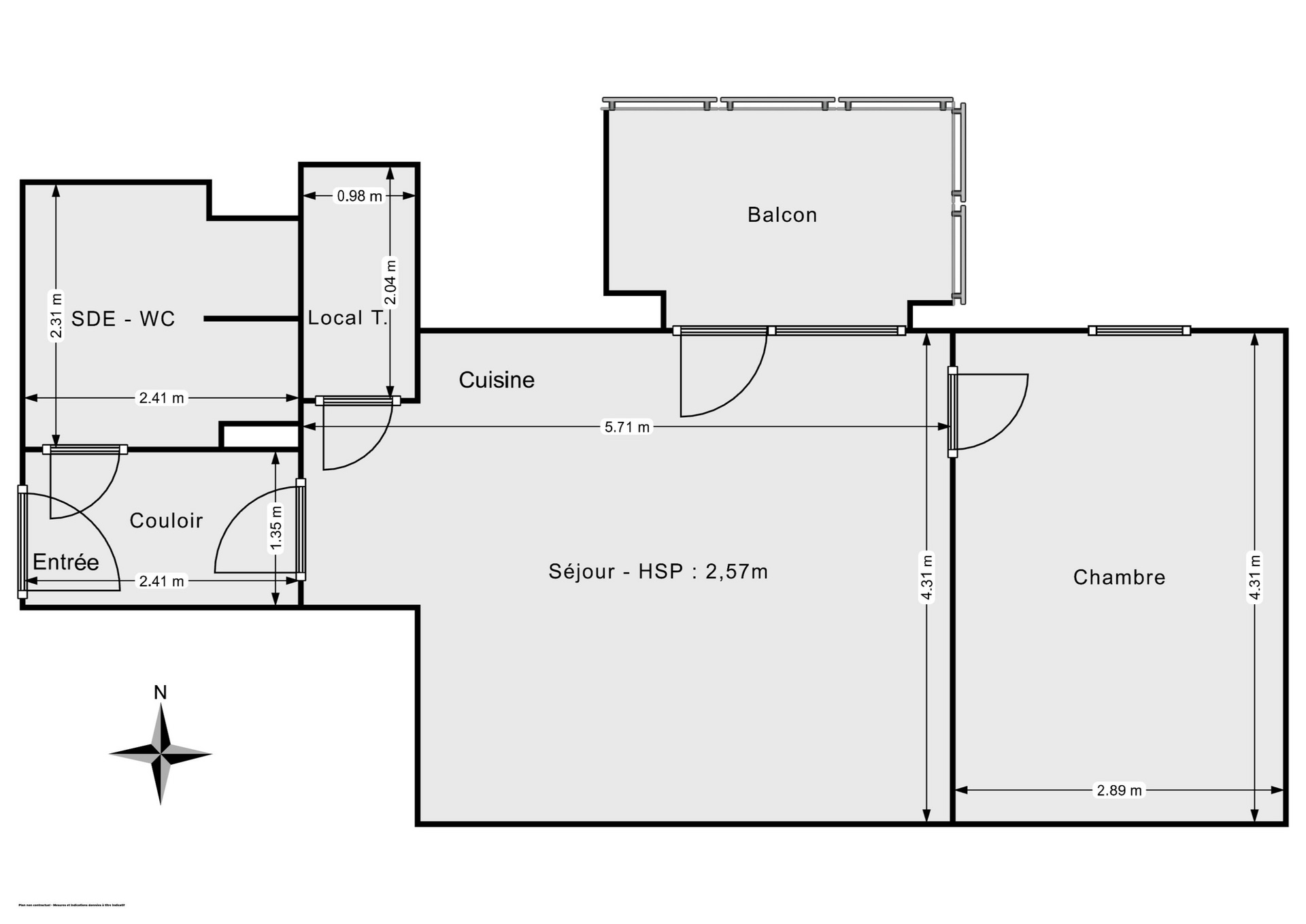 Plan 2D - Appartement 42.28 Nantes