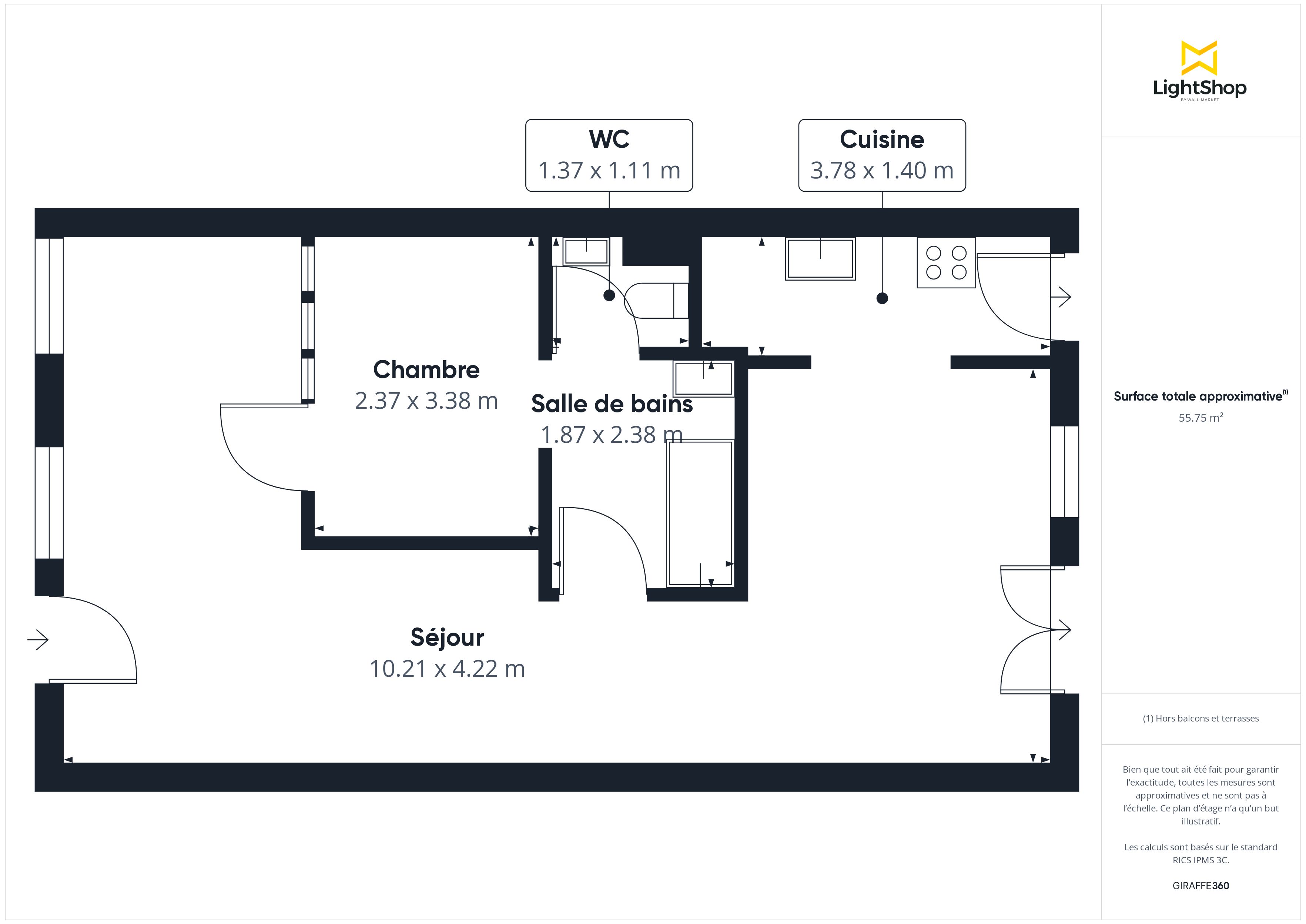 Plan 2D - Appartement 54.0 Paris